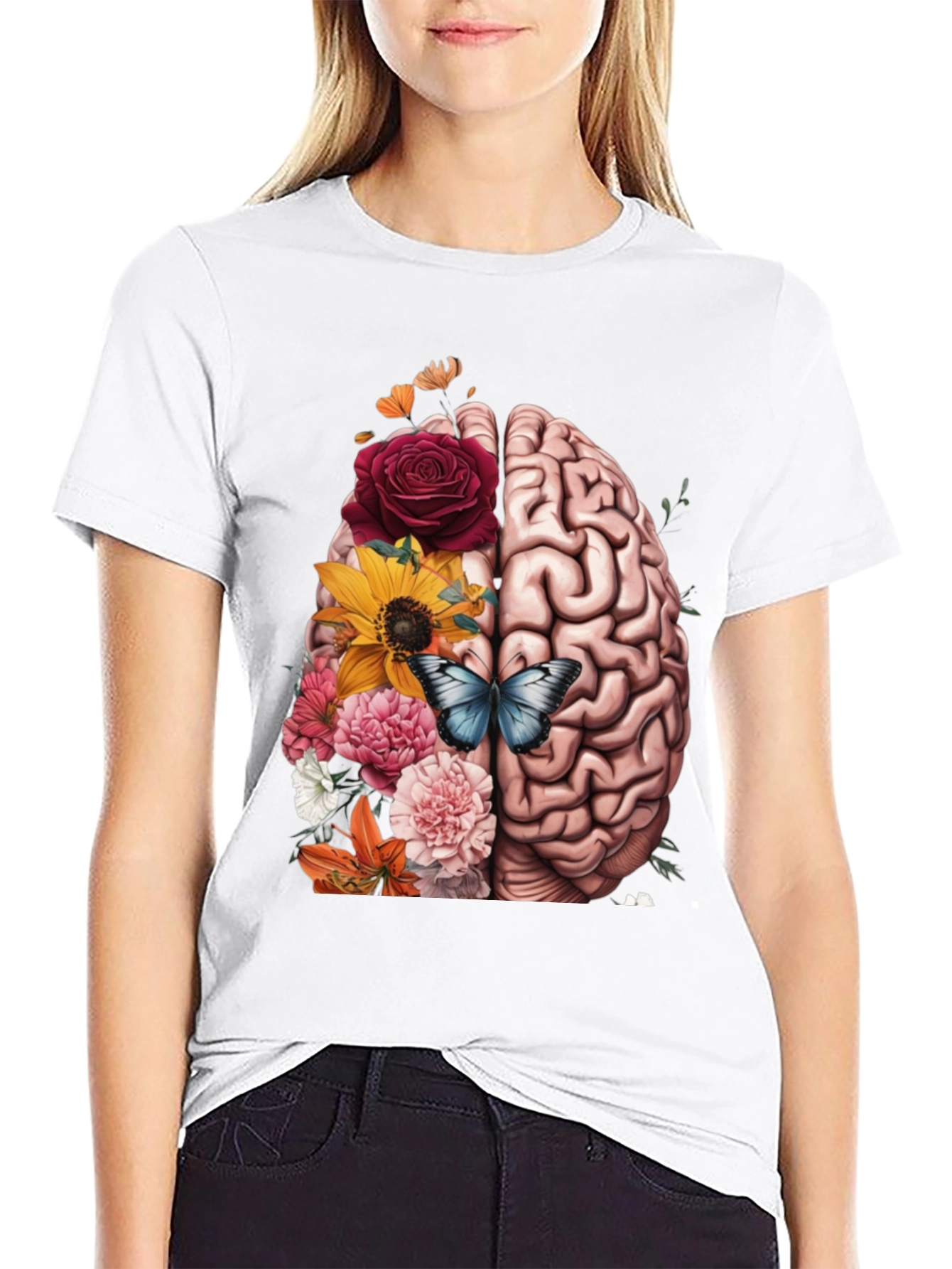 Brain & Floral Graphic Tee