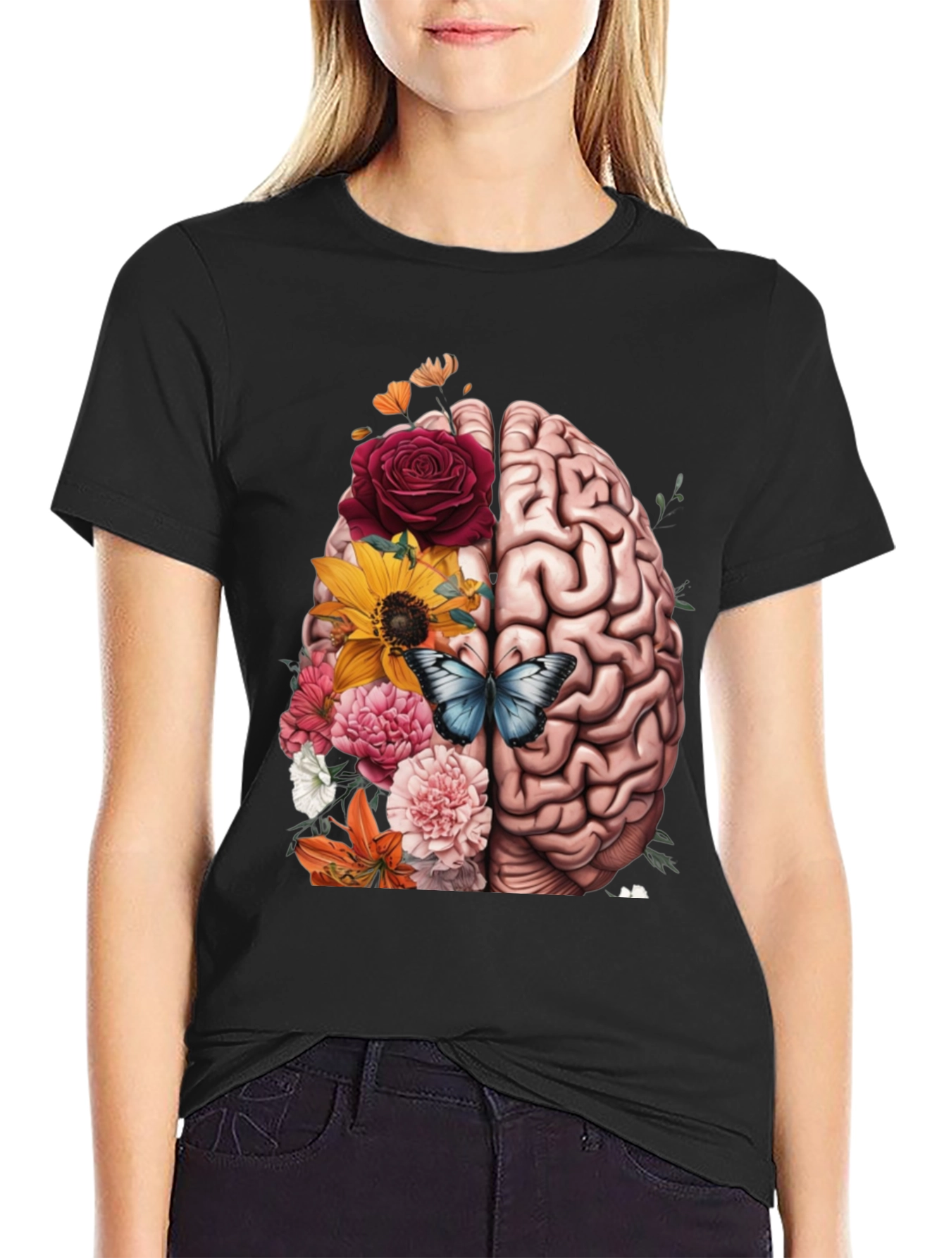 Brain & Floral Graphic Tee