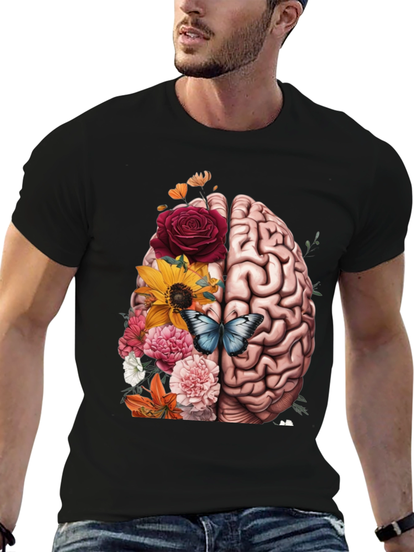Brain & Floral Graphic Tee