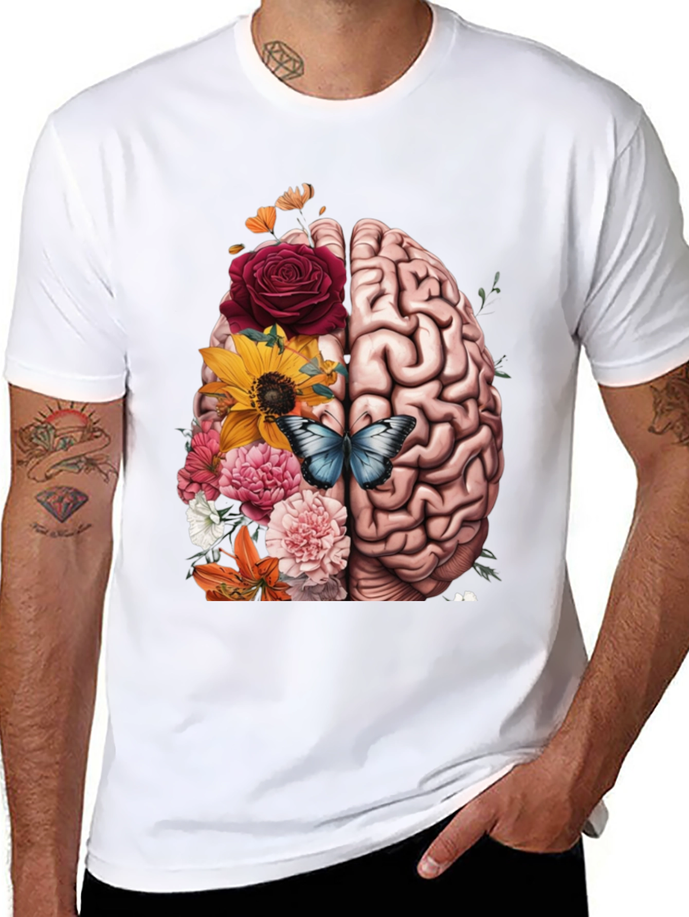 Brain & Floral Graphic Tee