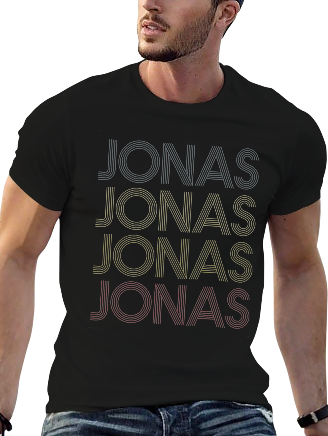 Jonas Name Retro Stacked T-Shirt - Stylish Casual Tee