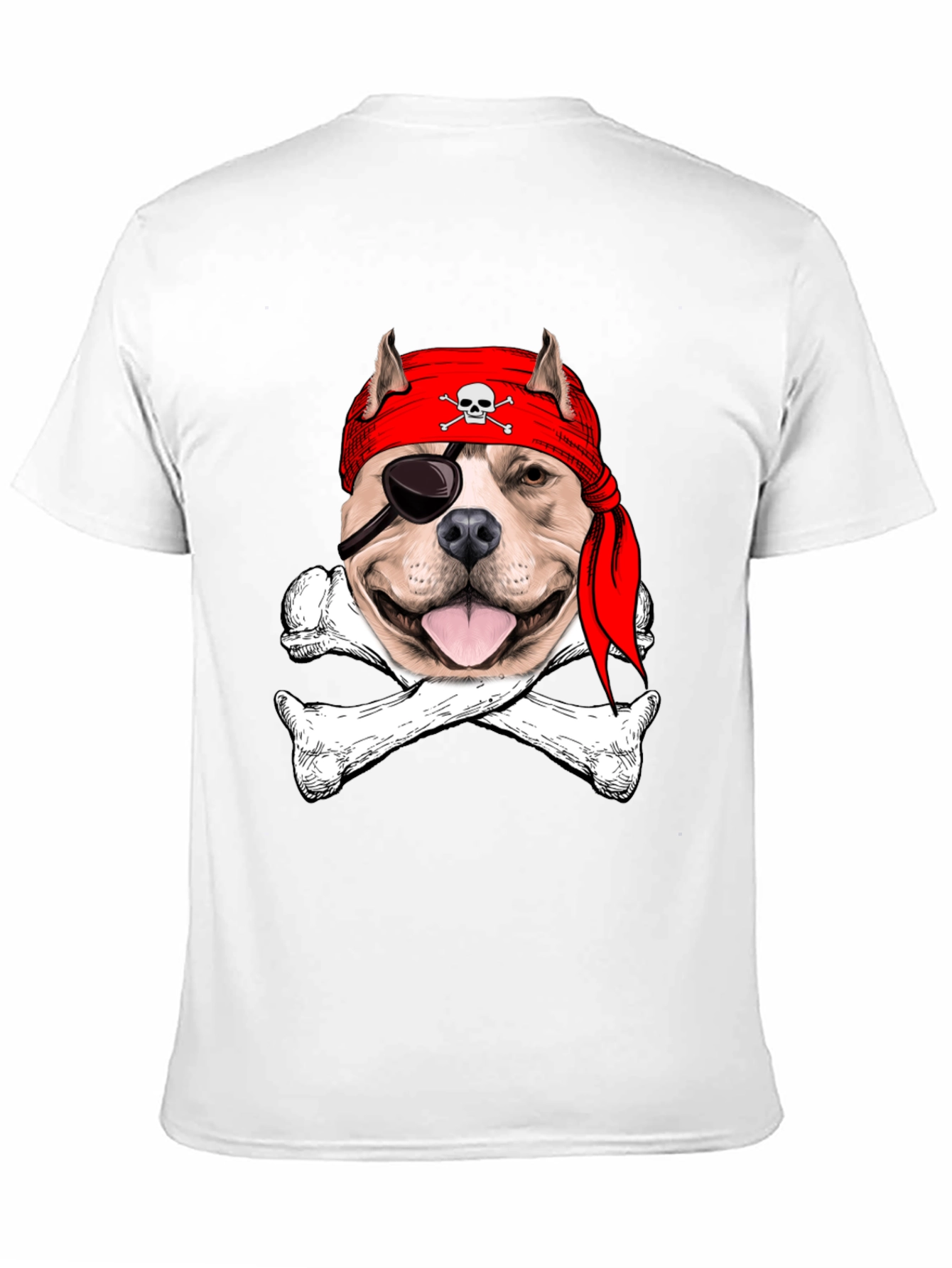 Pitbull Pirate T-Shirt: Dog Skull & Bones Tee