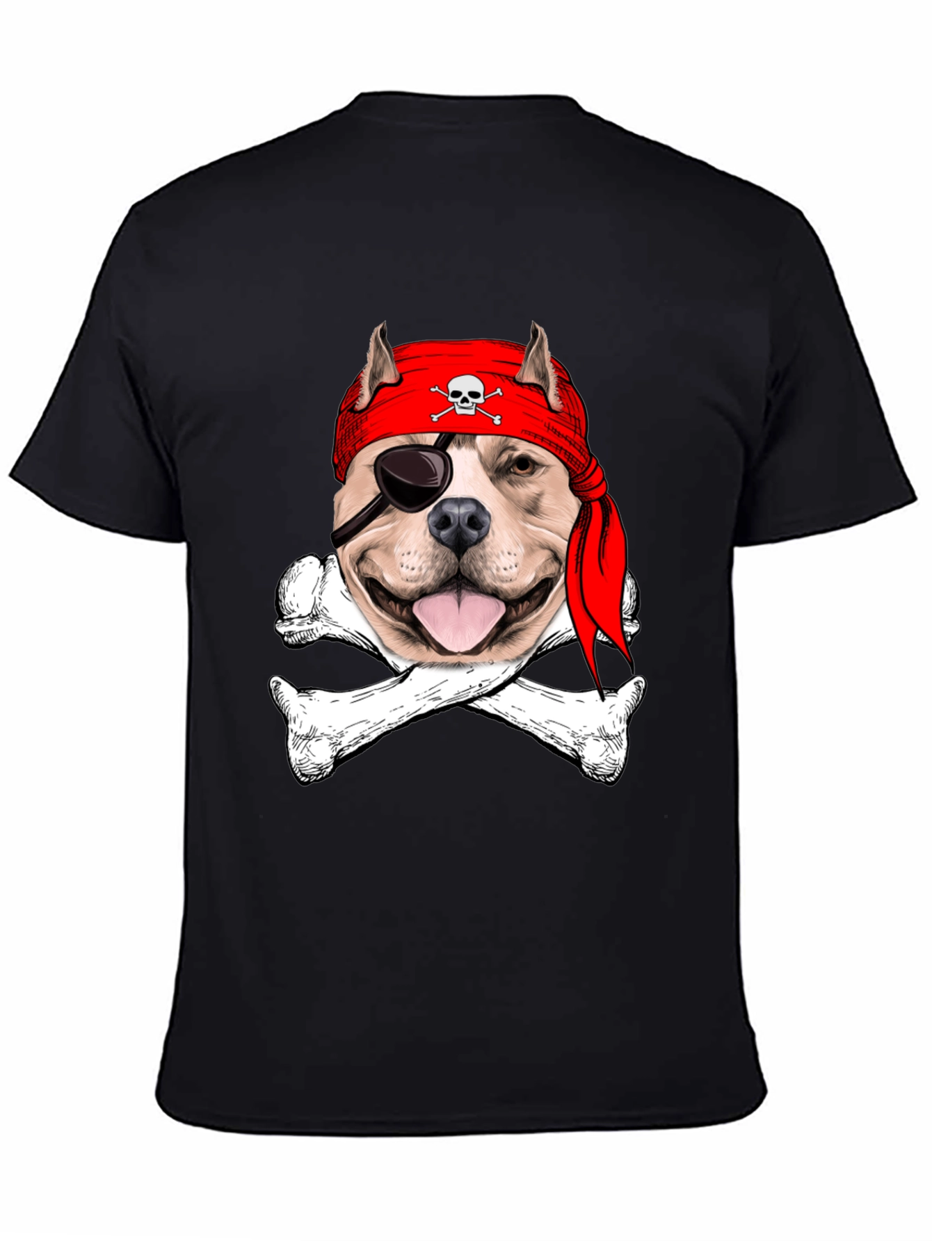 Pitbull Pirate T-Shirt: Dog Skull & Bones Tee