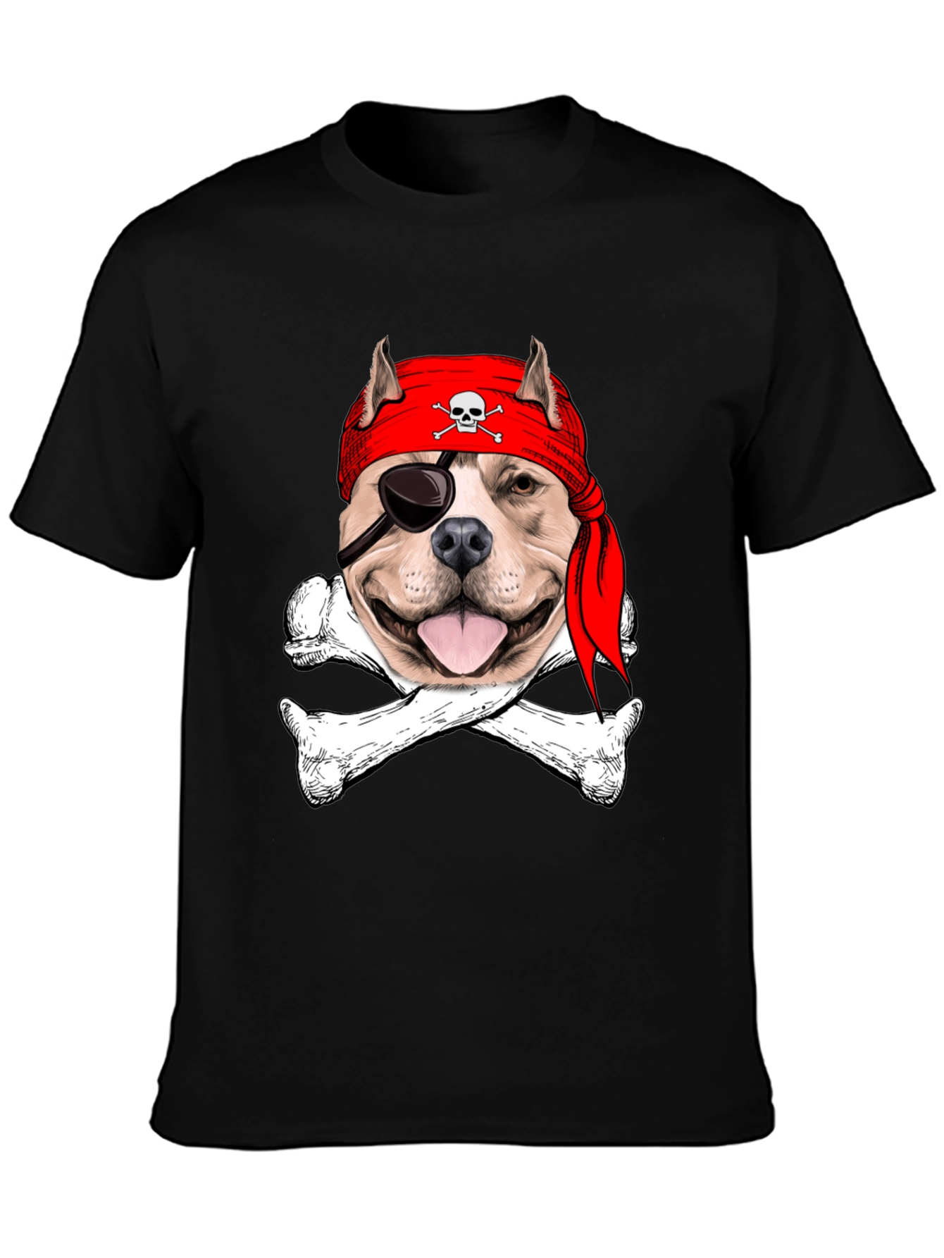 Pitbull Pirate T-Shirt: Dog Skull & Bones Tee
