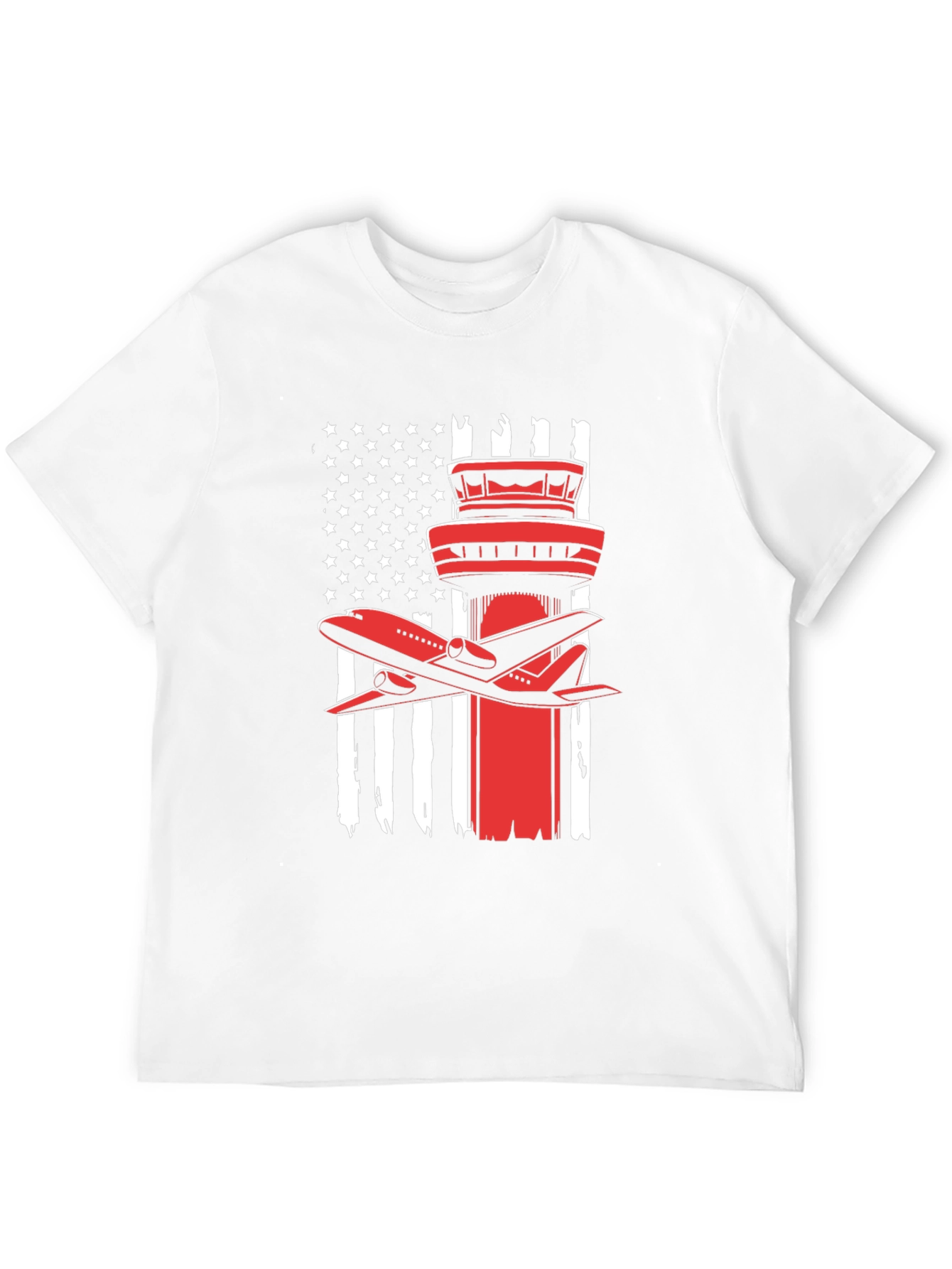 Patriotic Airplane T-Shirt: American Flag Airport Tower