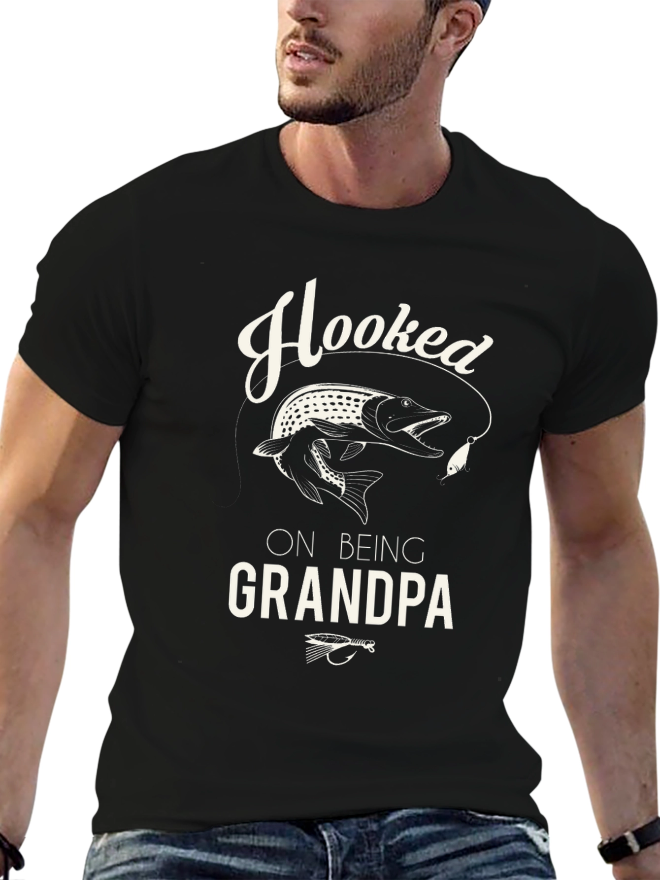 Hooked On Being Grandpa Fishing T-Shirt