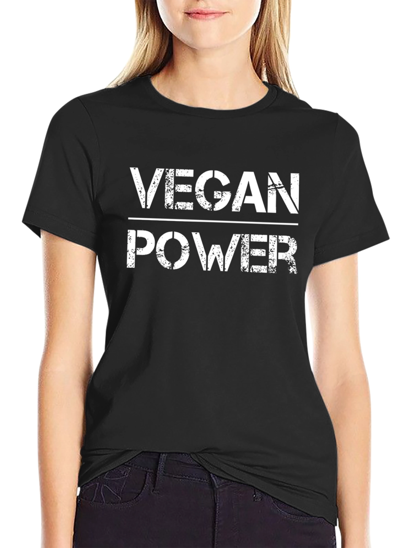 Vegan Power T-Shirt - Black Cotton Tee