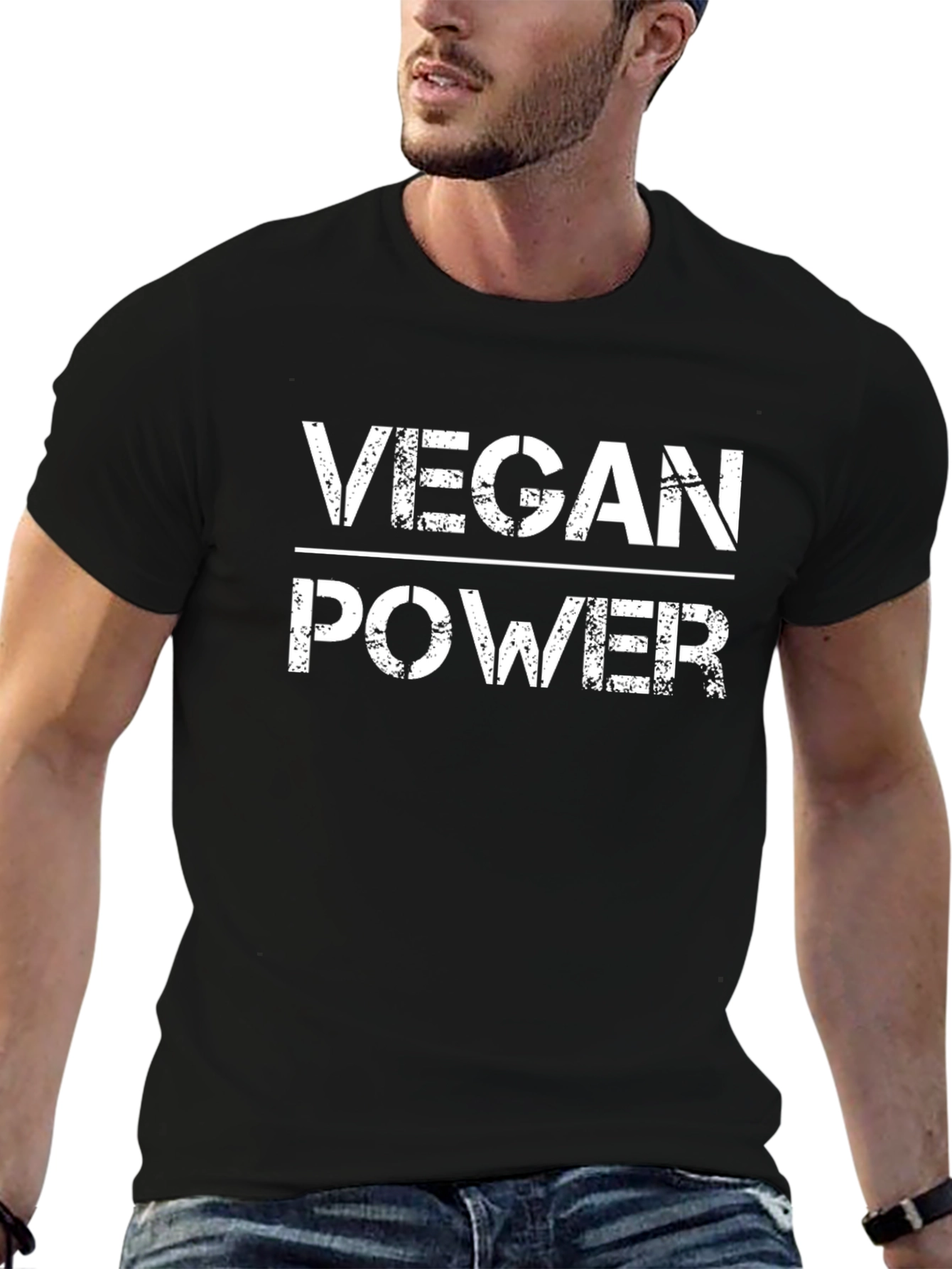 Vegan Power T-Shirt - Black Cotton Tee