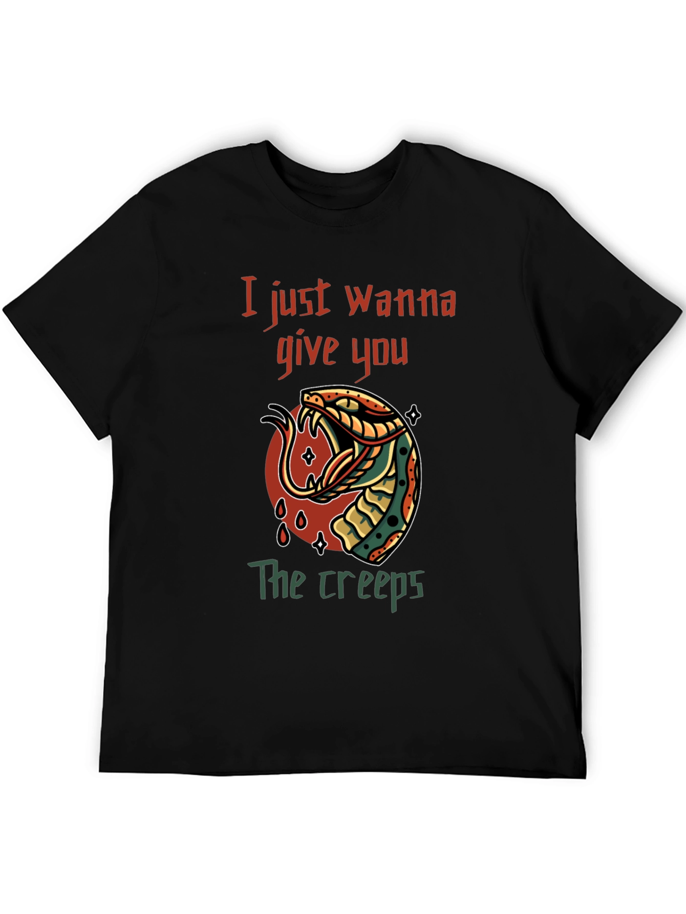 Creepy Snake Graphic Tee - Mens Black T-Shirt