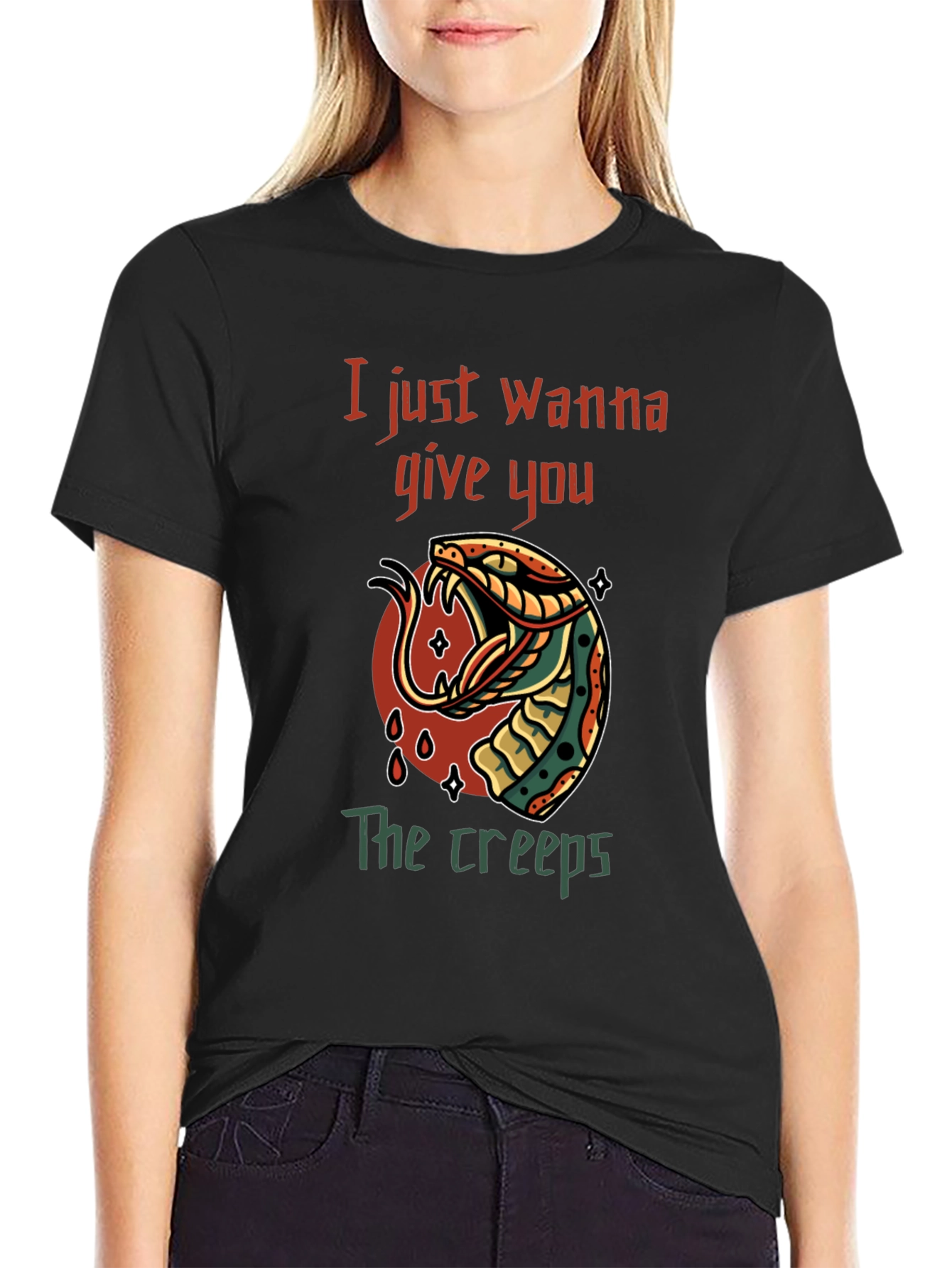 Creepy Snake Graphic Tee - Mens Black T-Shirt
