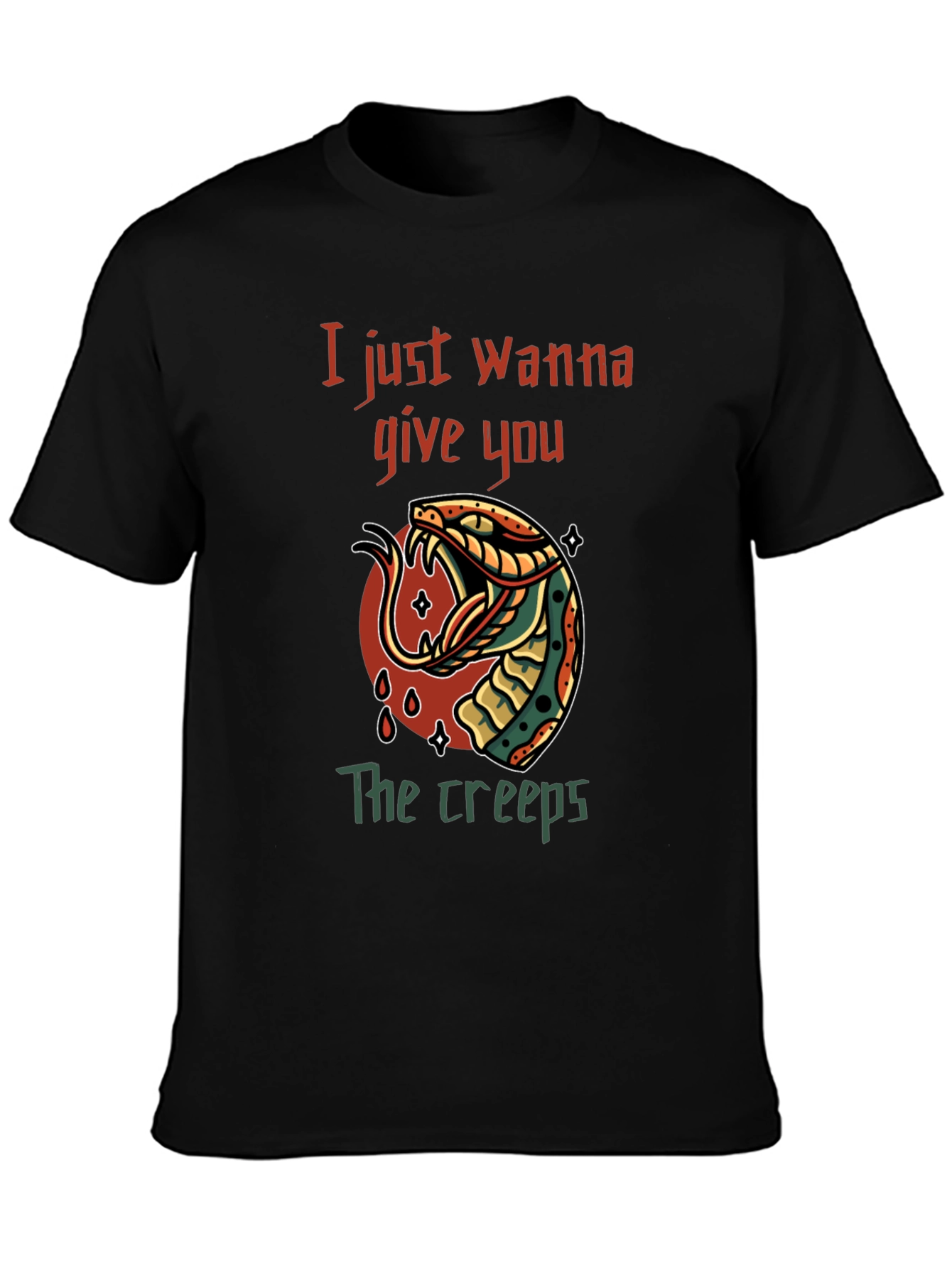 Creepy Snake Graphic Tee - Mens Black T-Shirt