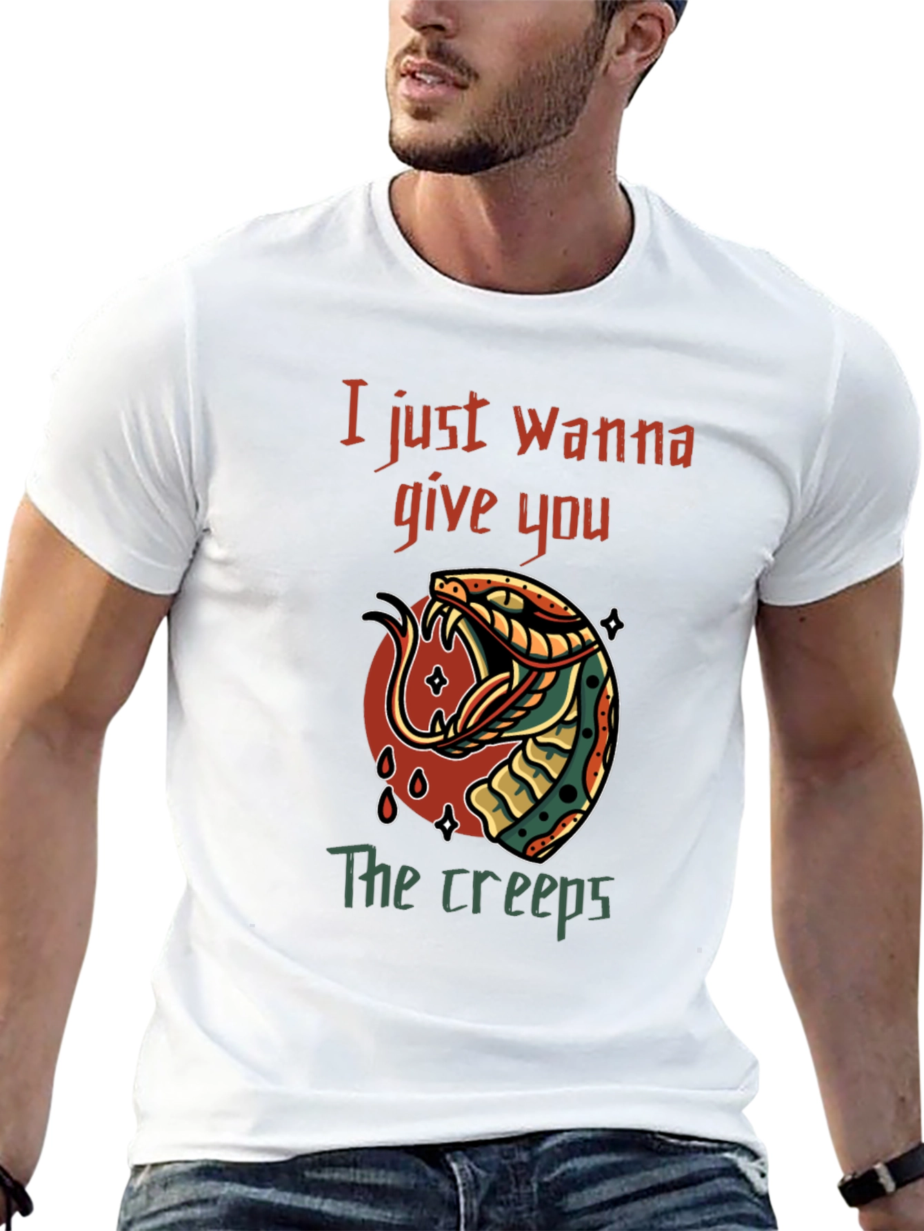 Creepy Snake Graphic Tee - Mens Black T-Shirt