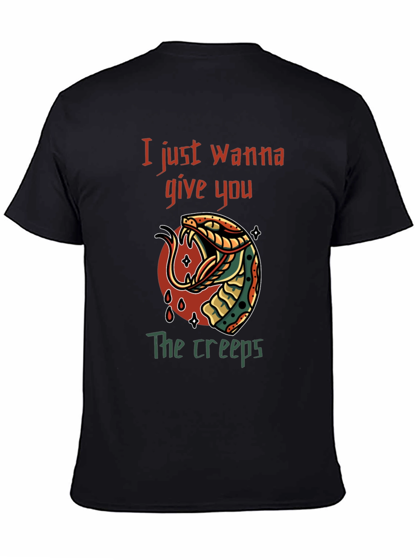 Creepy Snake Graphic Tee - Mens Black T-Shirt