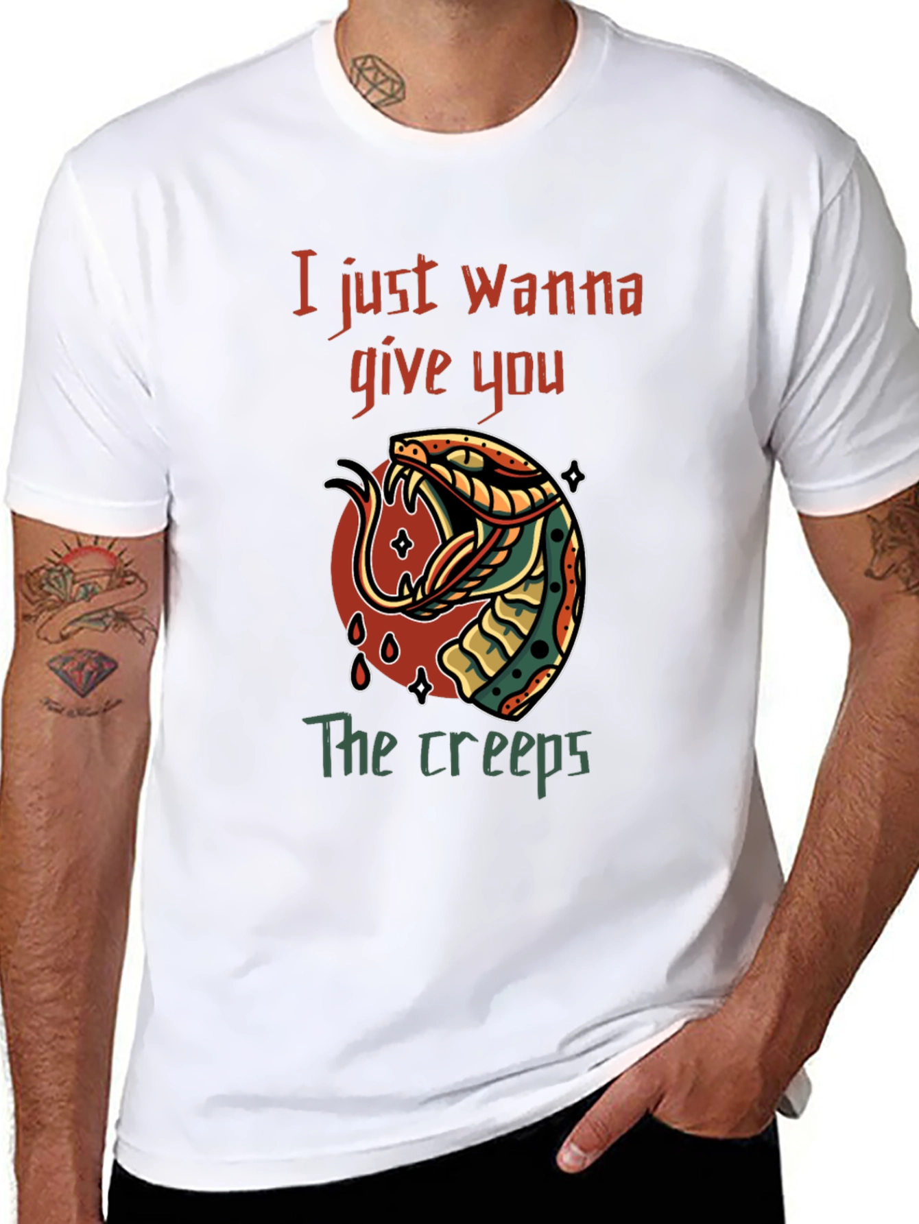 Creepy Snake Graphic Tee - Mens Black T-Shirt