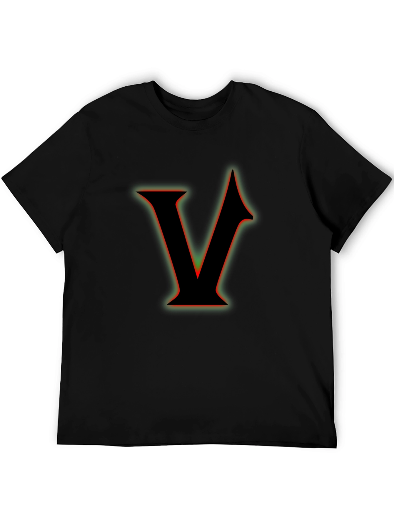 Letter V Graphic T-Shirt - Black
