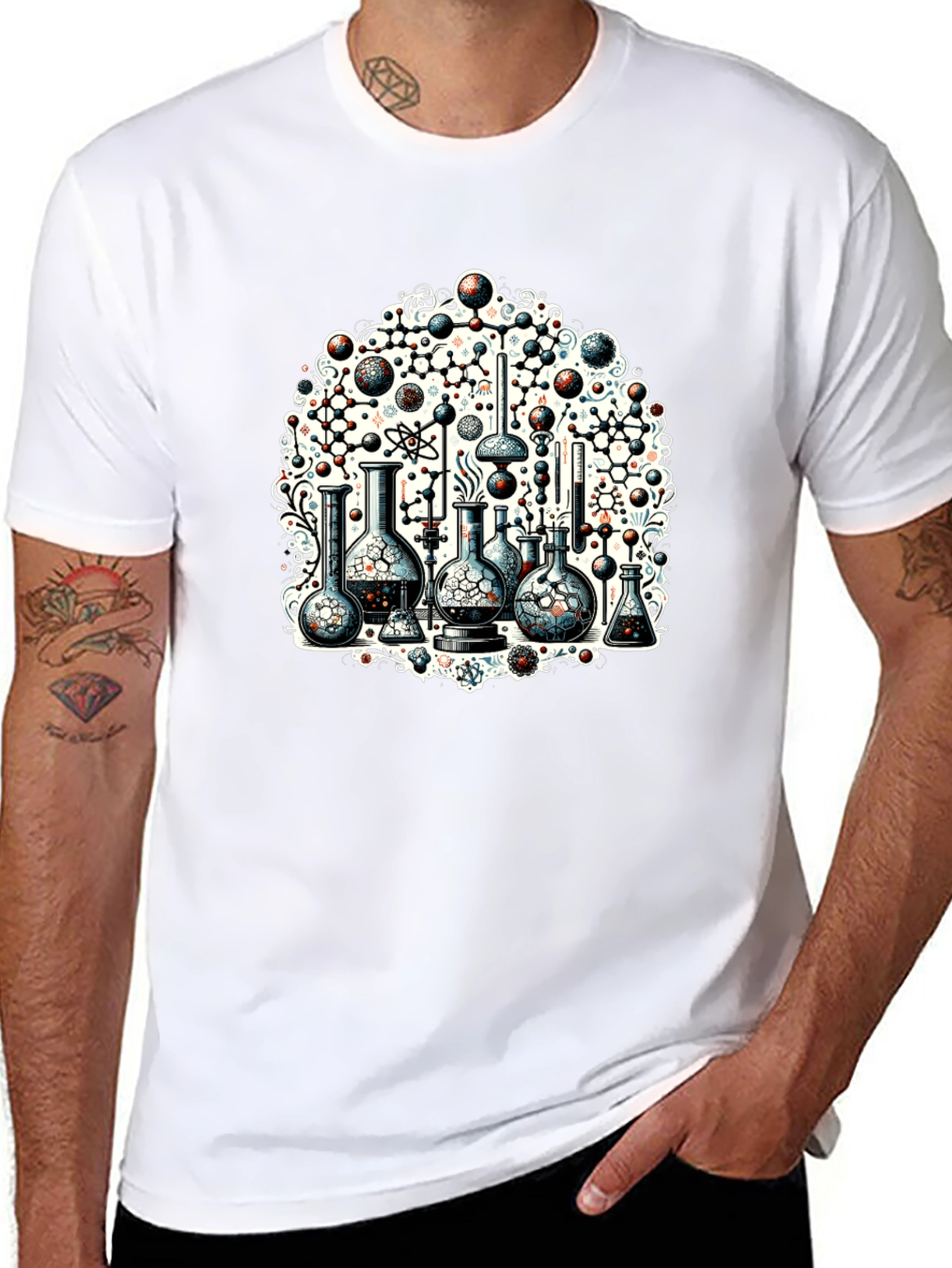 Science Chemistry Print Black T-Shirt