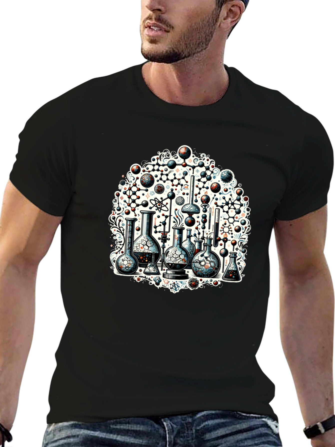 Science Chemistry Print Black T-Shirt