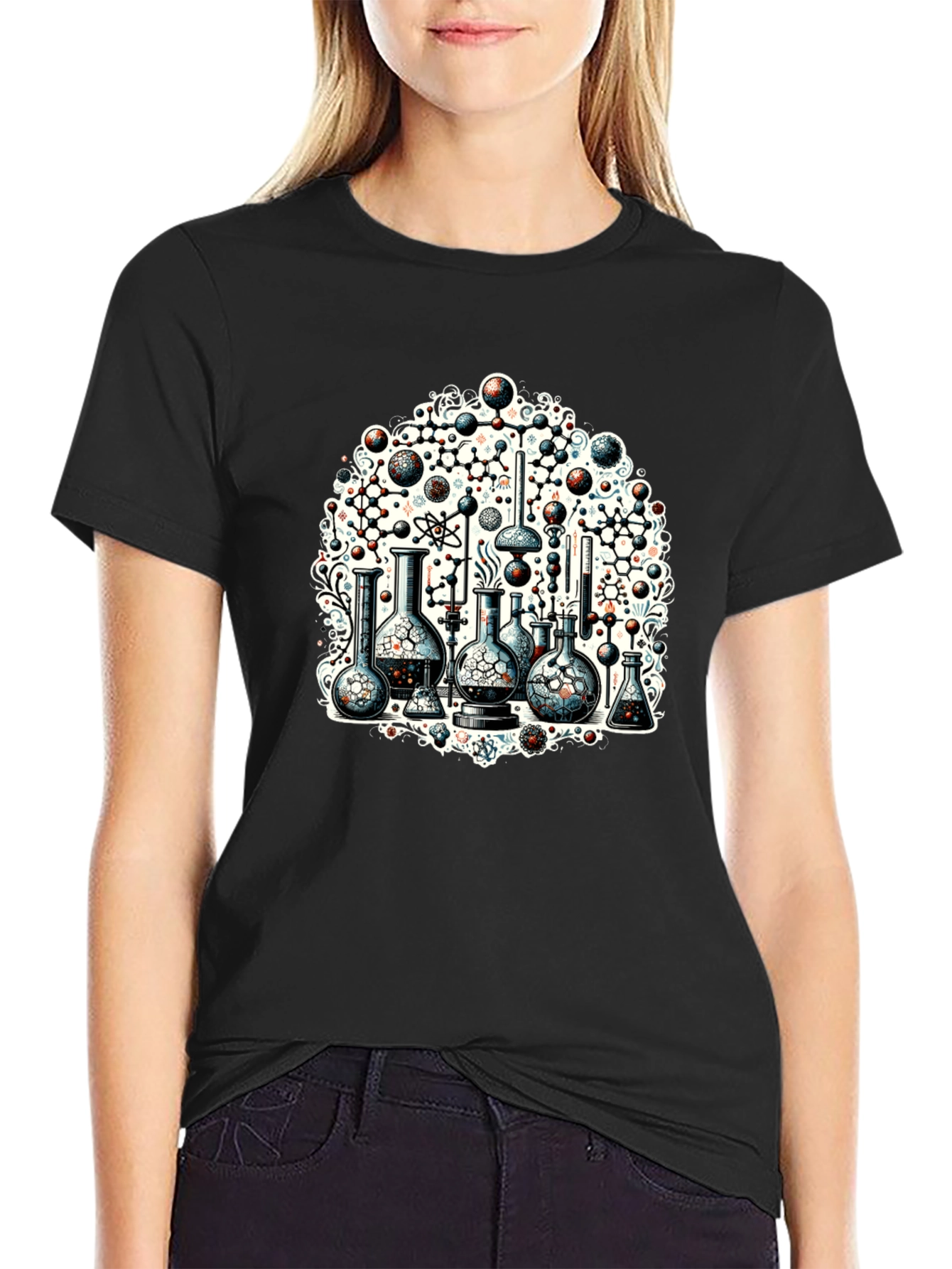 Science Chemistry Print Black T-Shirt