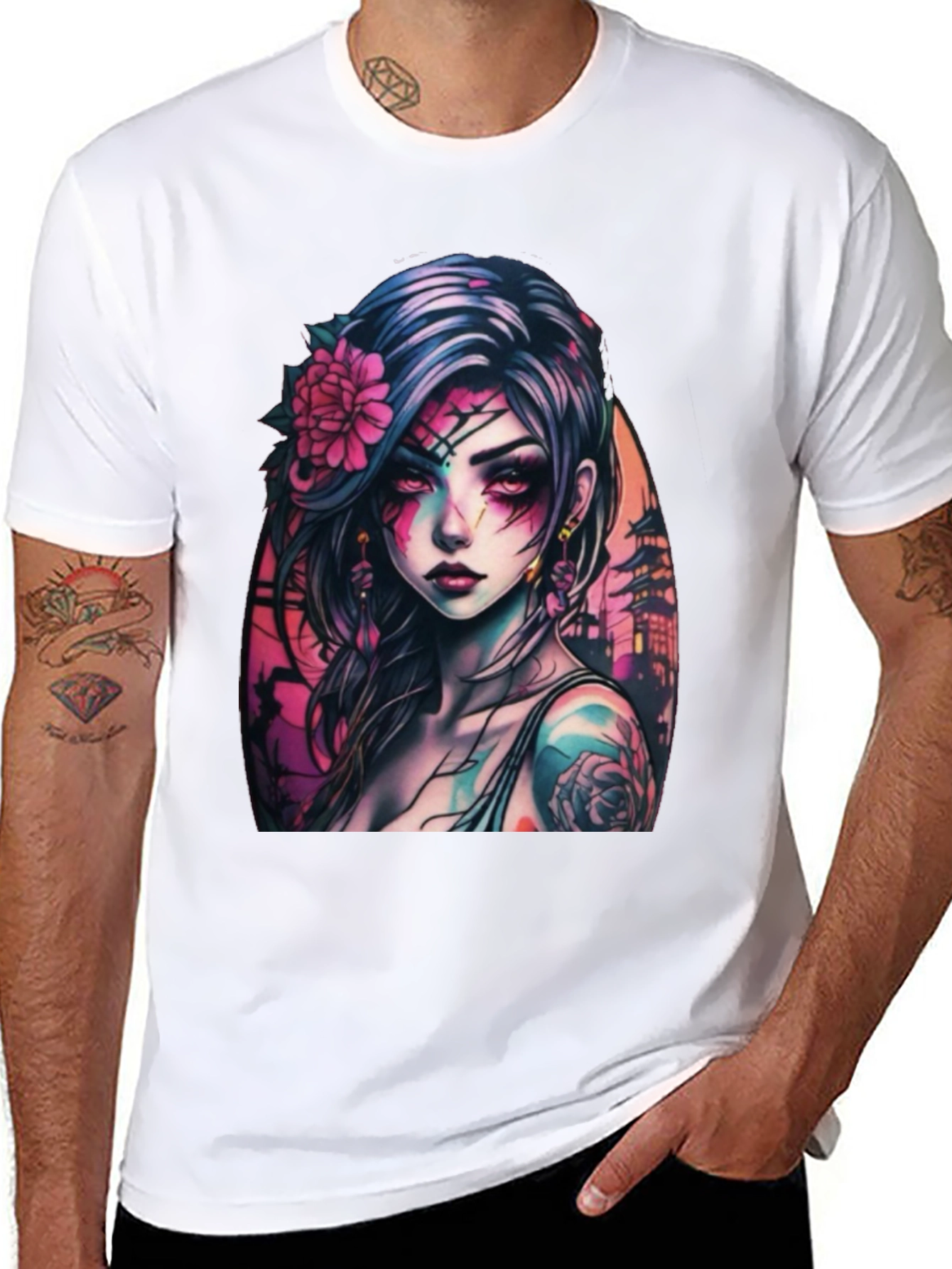 Gothic Anime Girl Black T-Shirt