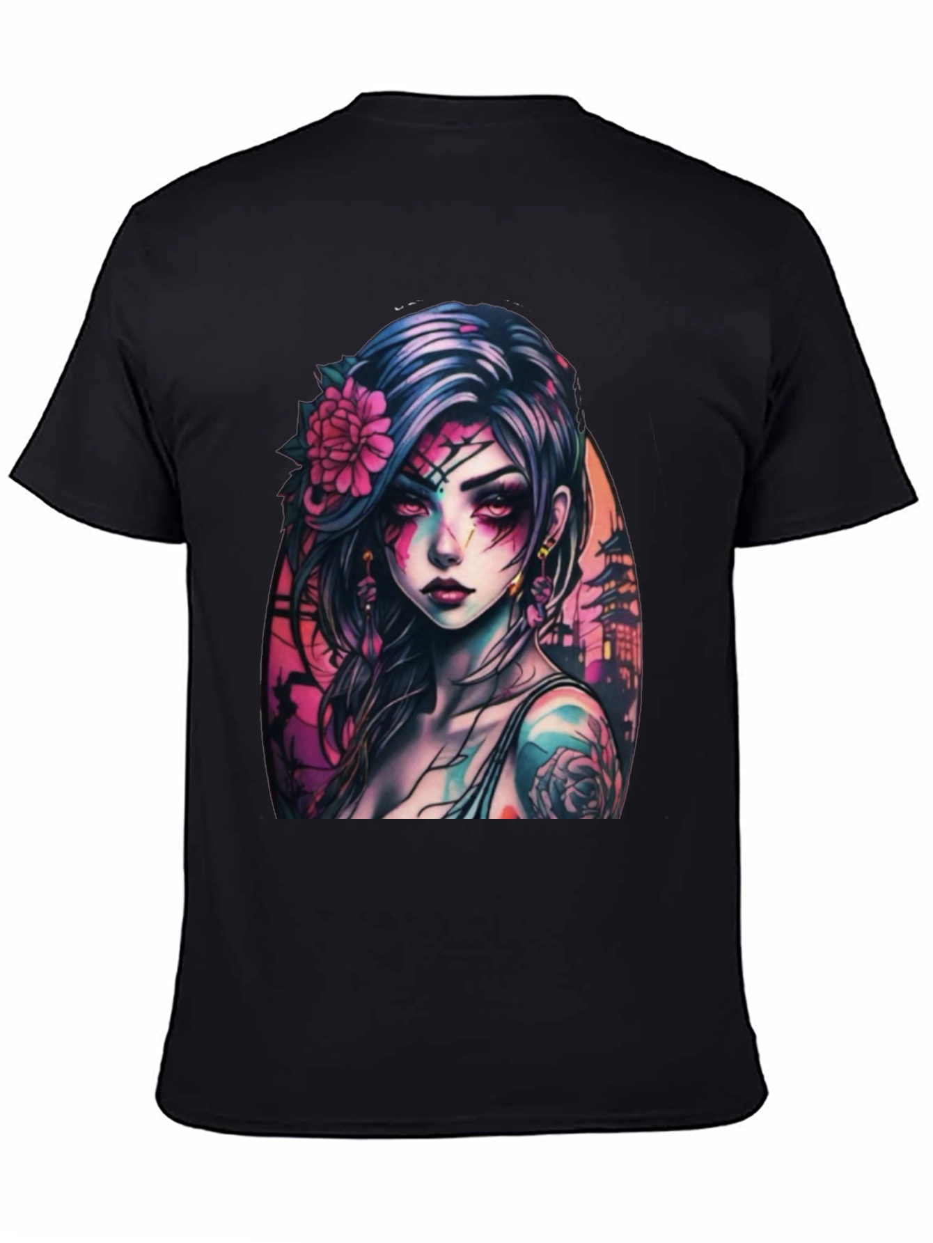 Gothic Anime Girl Black T-Shirt