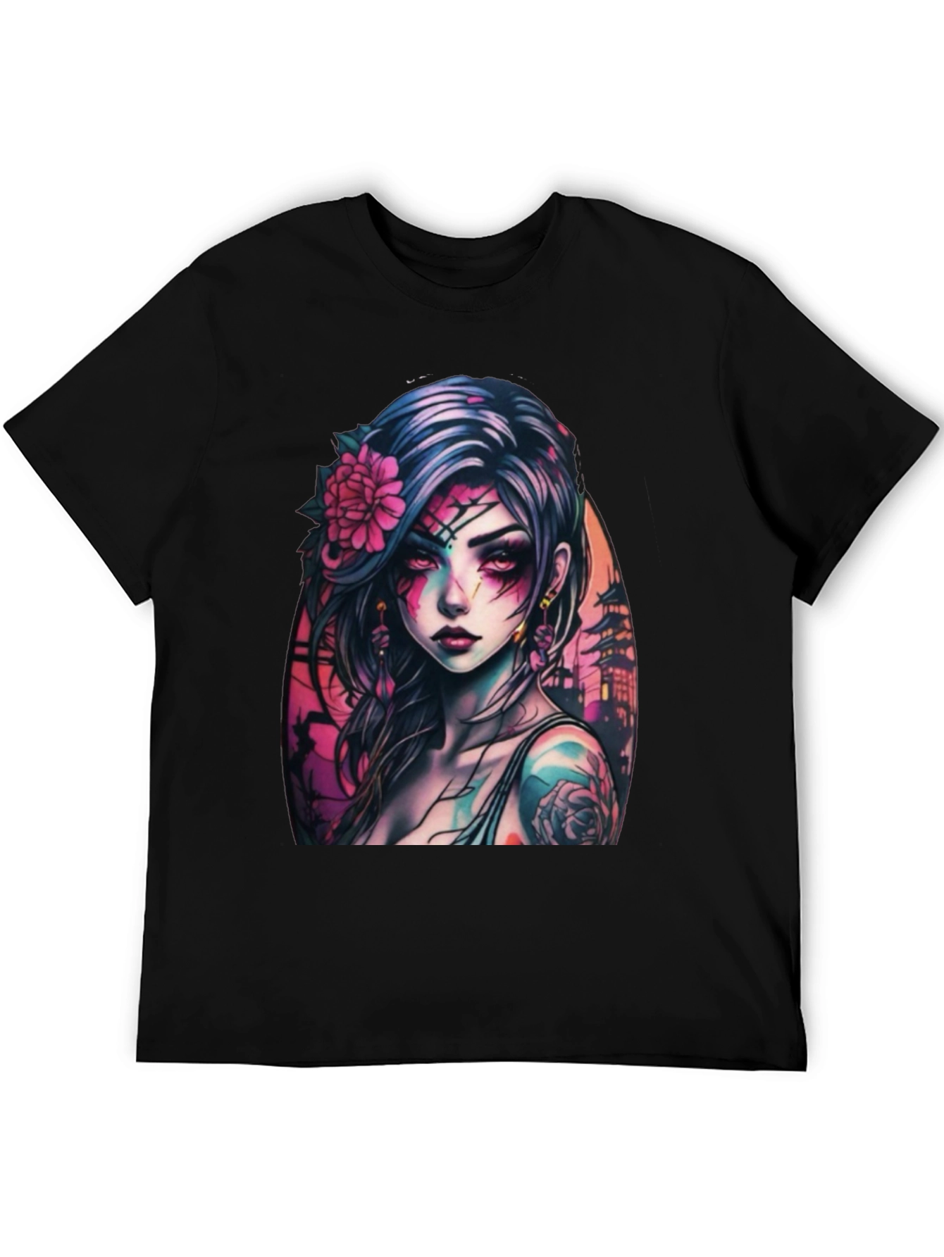 Gothic Anime Girl Black T-Shirt