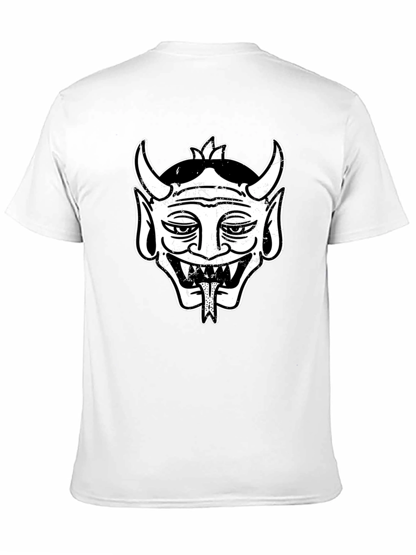 Black Tee with Retro Devil Graphic