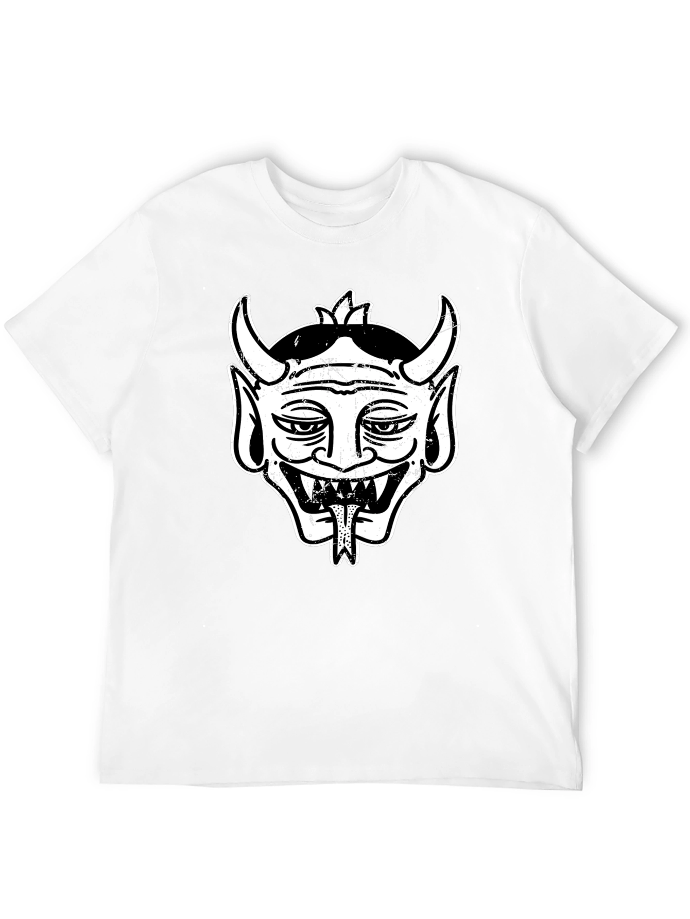 Black Tee with Retro Devil Graphic