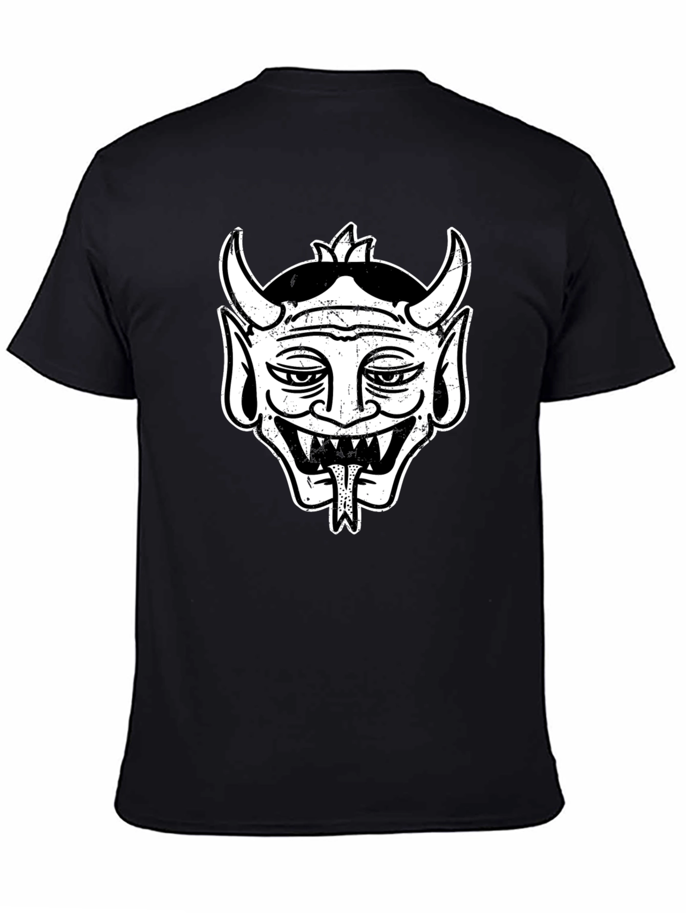 Black Tee with Retro Devil Graphic