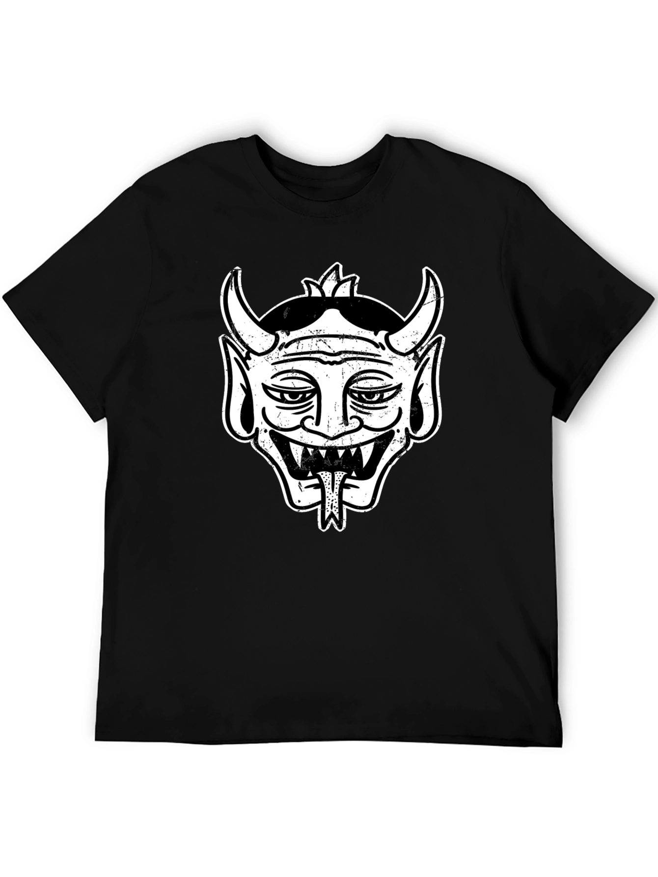 Black Tee with Retro Devil Graphic