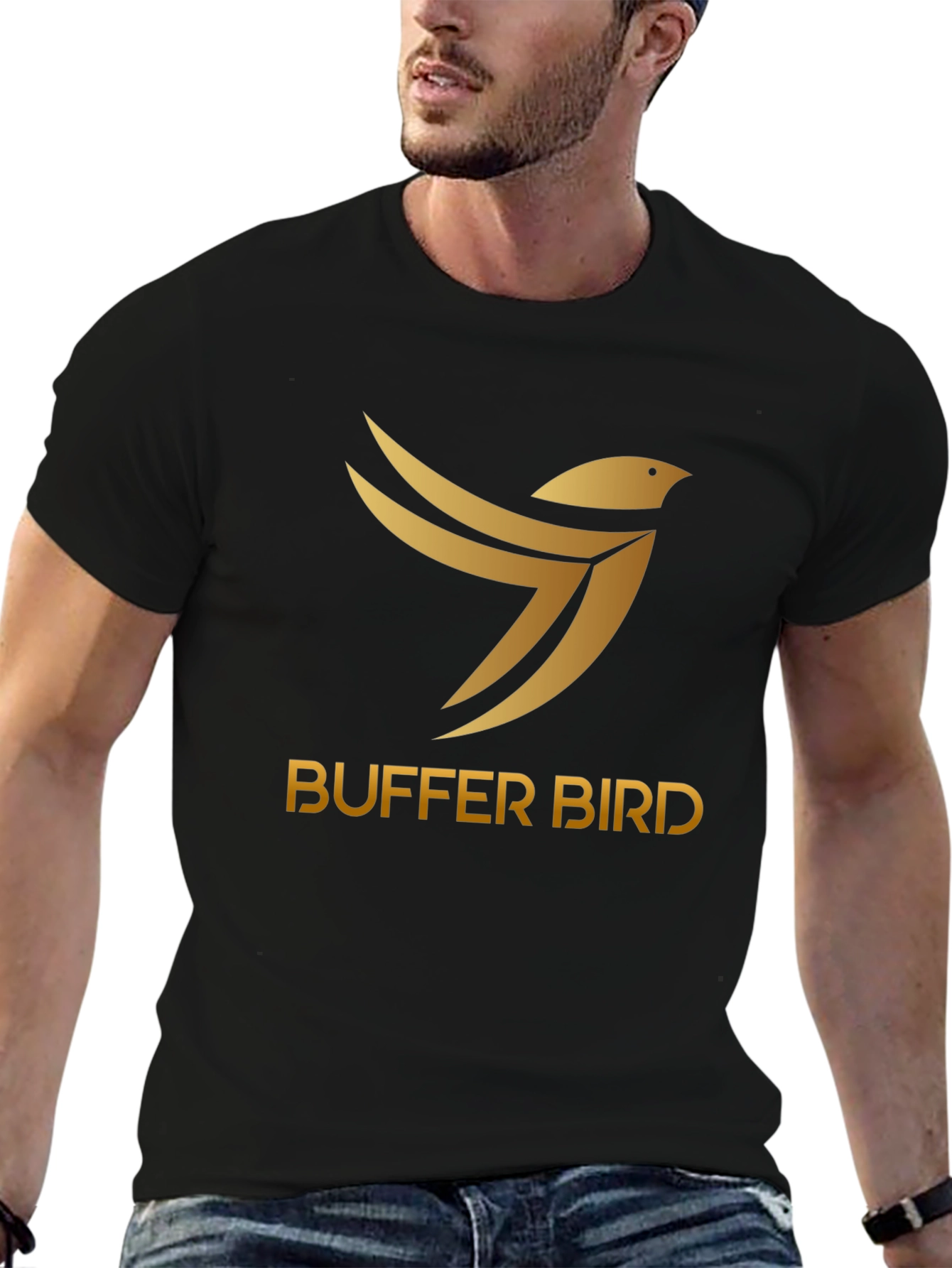 Buffer Bird Graphic Tee - Stylish Black T-Shirt