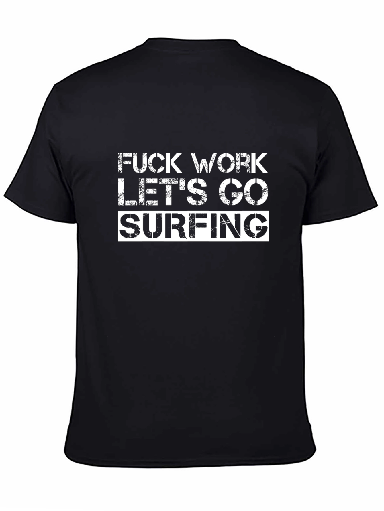 Funny Surfing Graphic Black T-Shirt