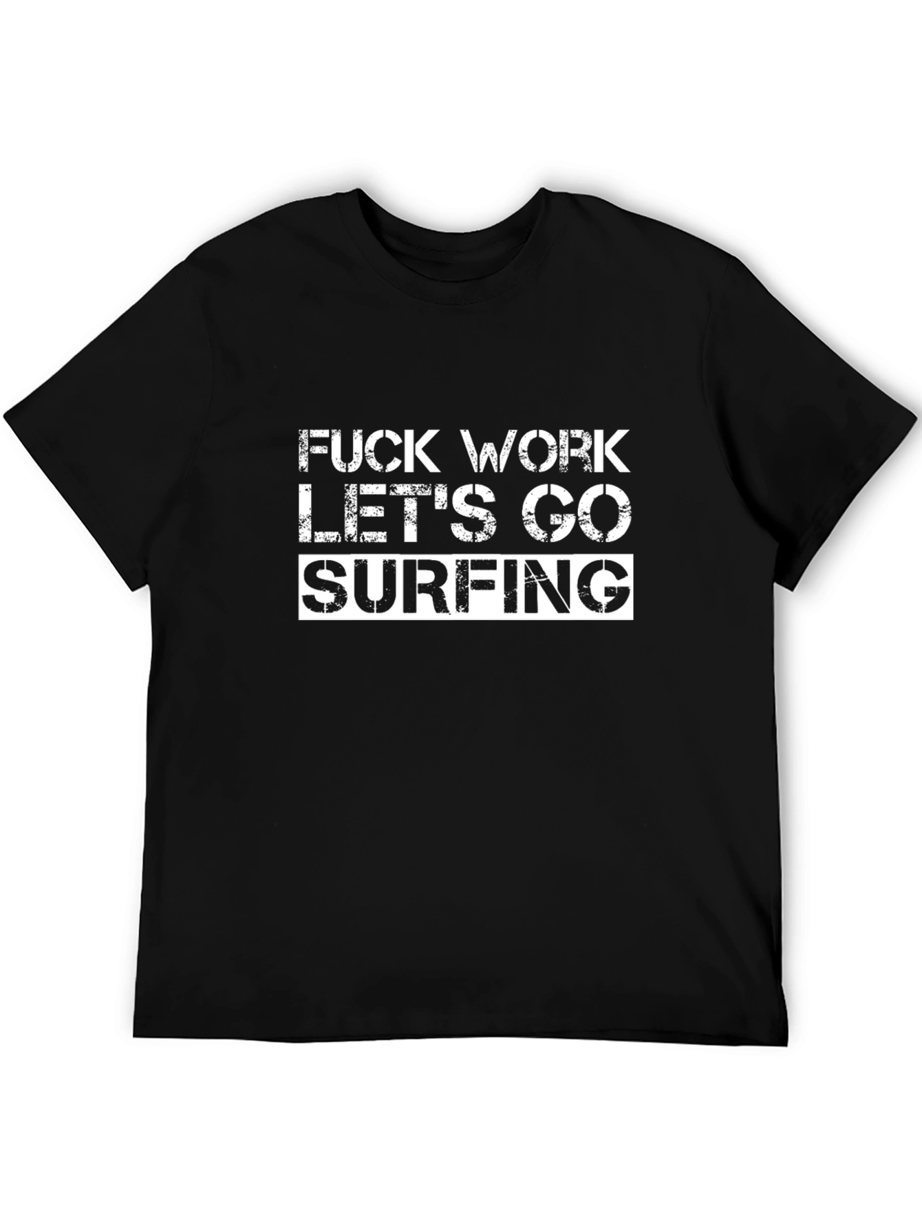 Funny Surfing Graphic Black T-Shirt
