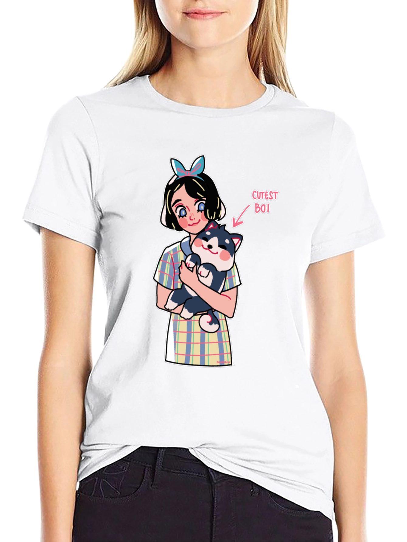 Cute Girl & Dog Graphic Tee