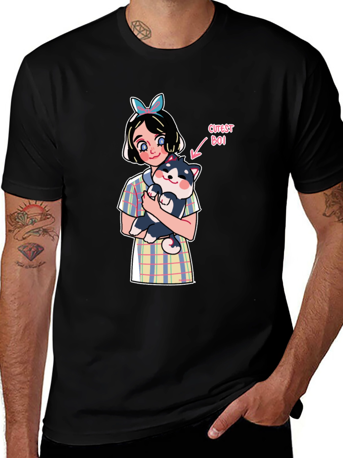 Cute Girl & Dog Graphic Tee