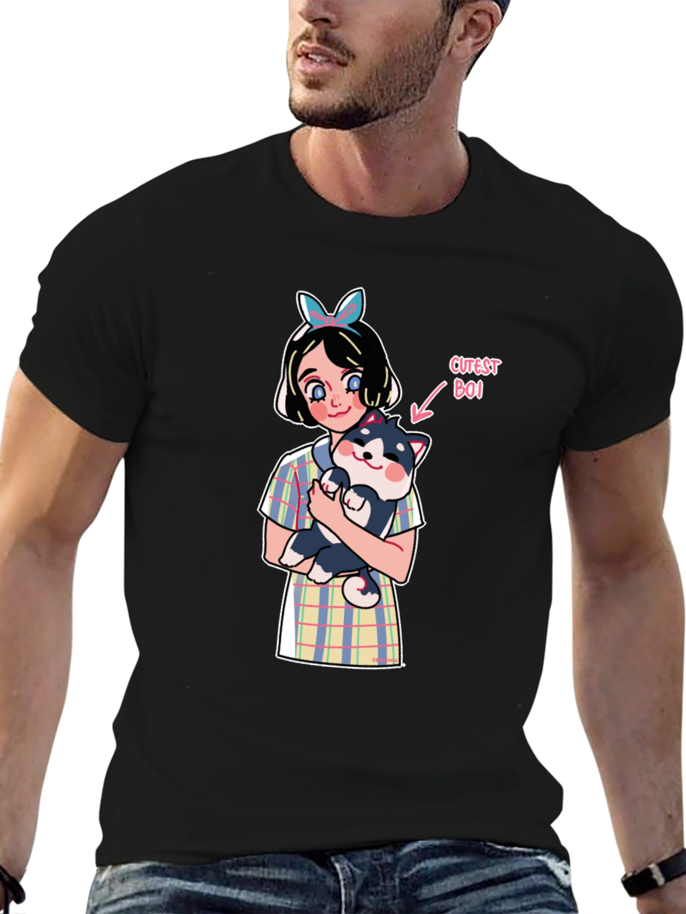 Cute Girl & Dog Graphic Tee
