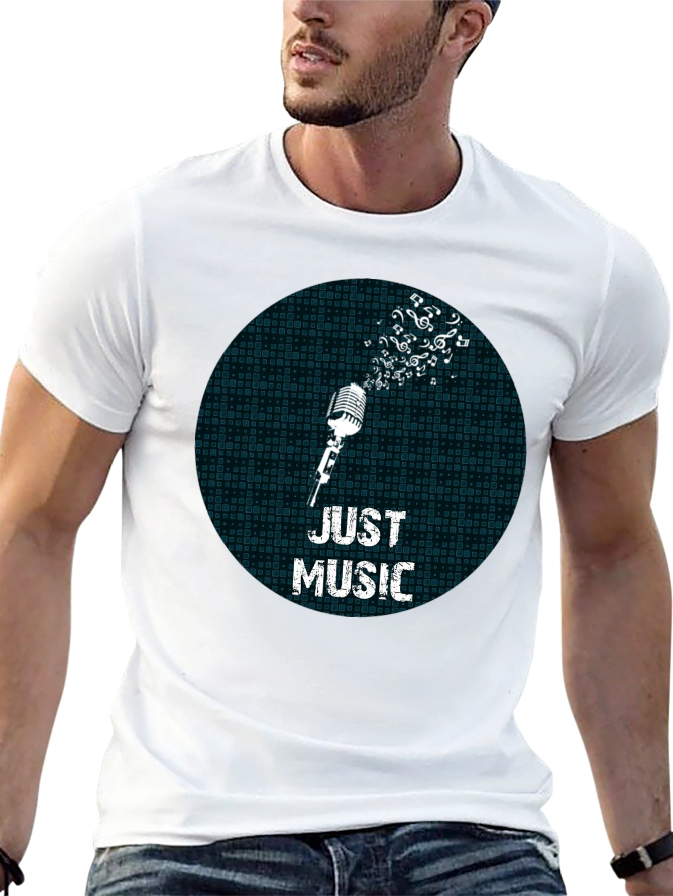 Just Music Mens Black Graphic Tee