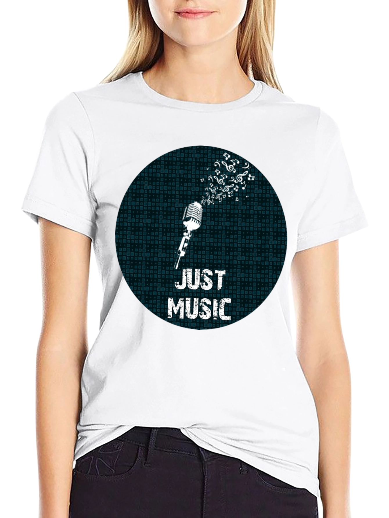 Just Music Mens Black Graphic Tee