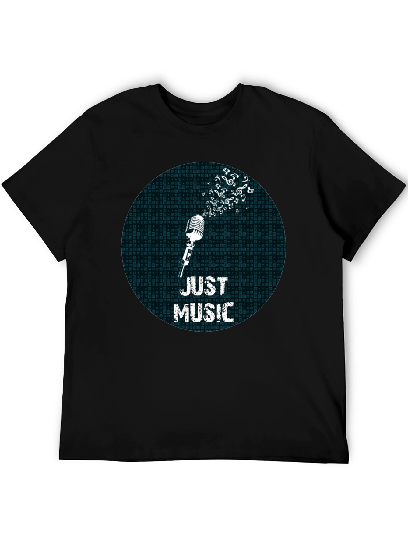 Just Music Mens Black Graphic Tee