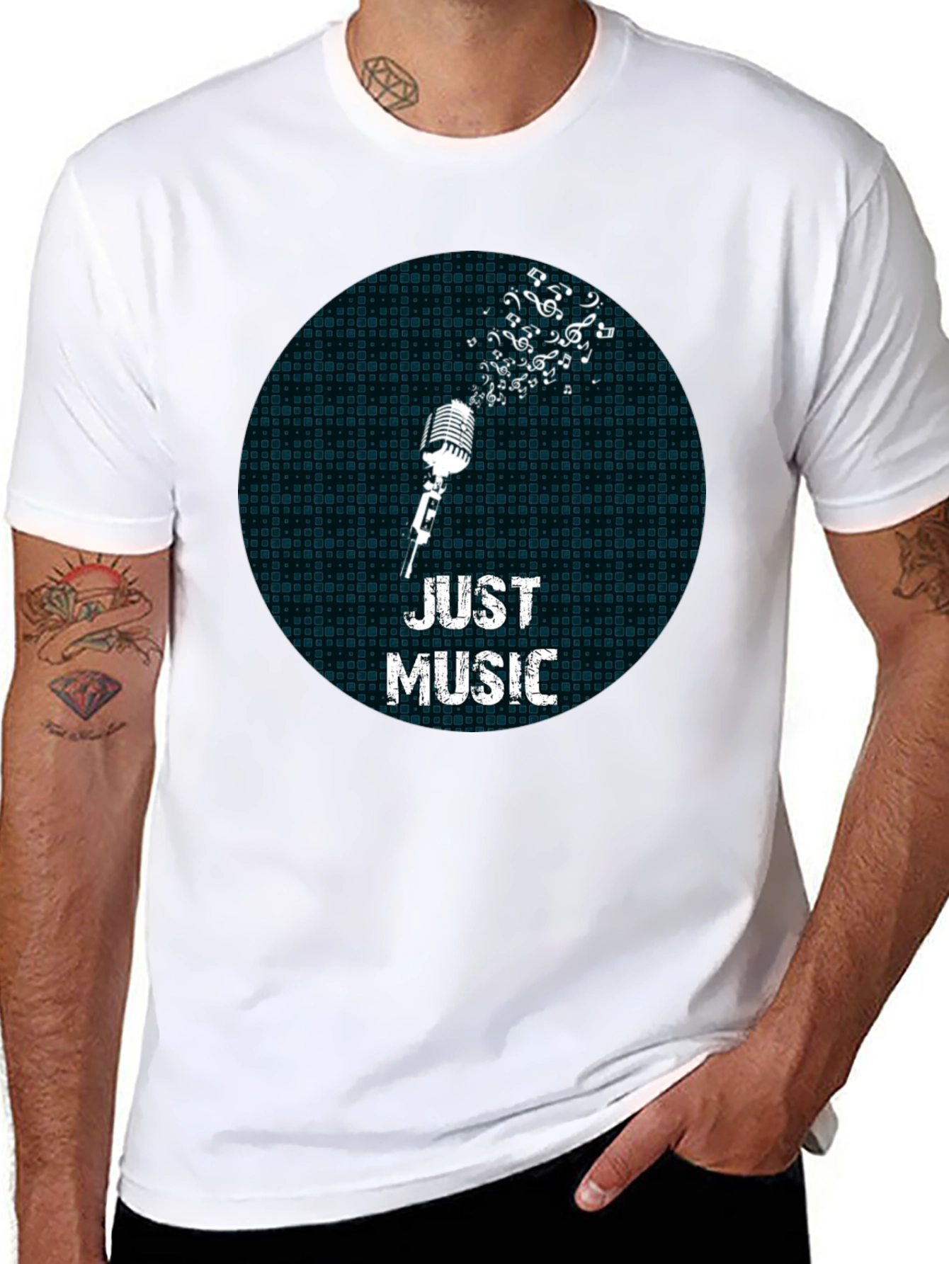 Just Music Mens Black Graphic Tee
