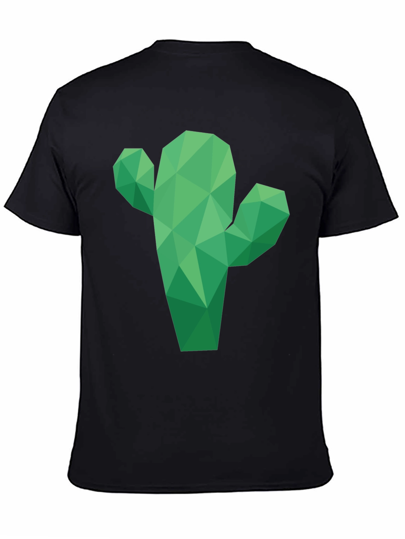Geometric Cactus Graphic T-Shirt - Black