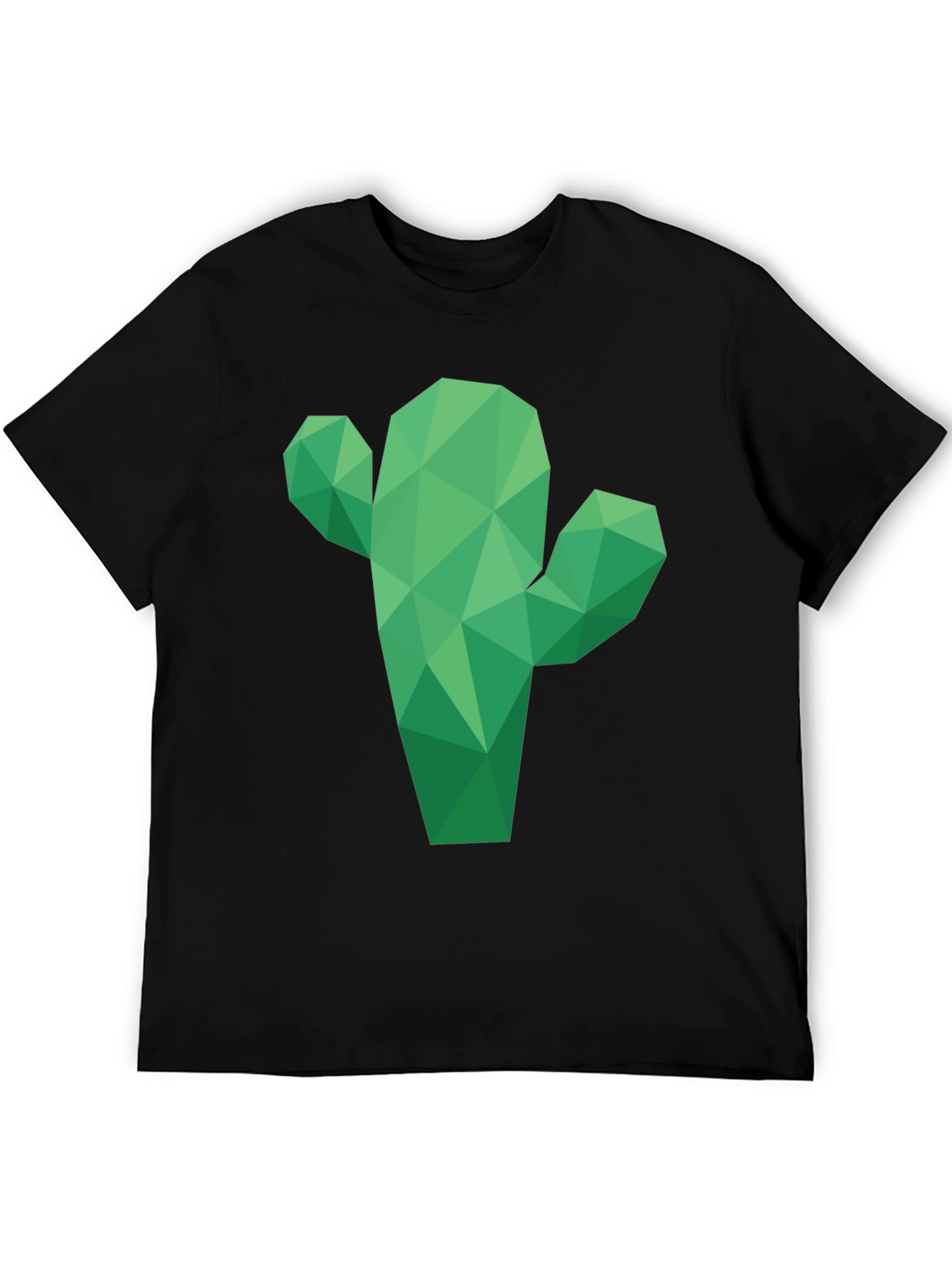 Geometric Cactus Graphic T-Shirt - Black