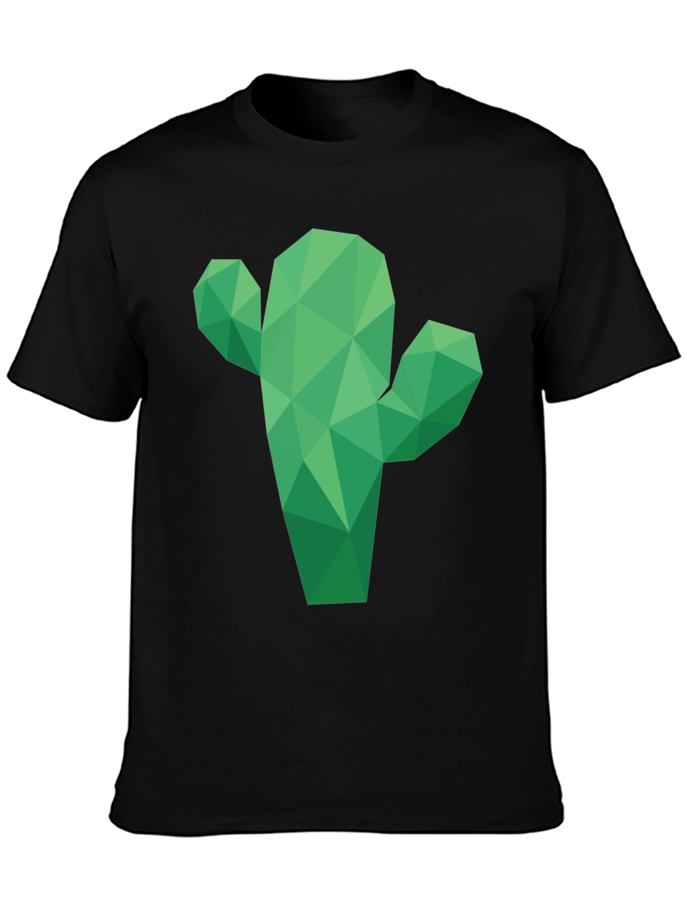 Geometric Cactus Graphic T-Shirt - Black