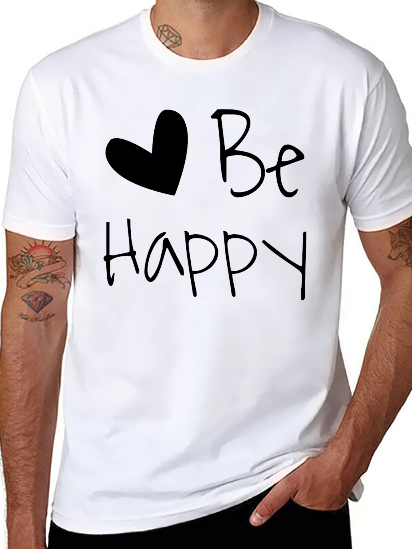 Be Happy Heart Graphic Tee - Soft & Stylish