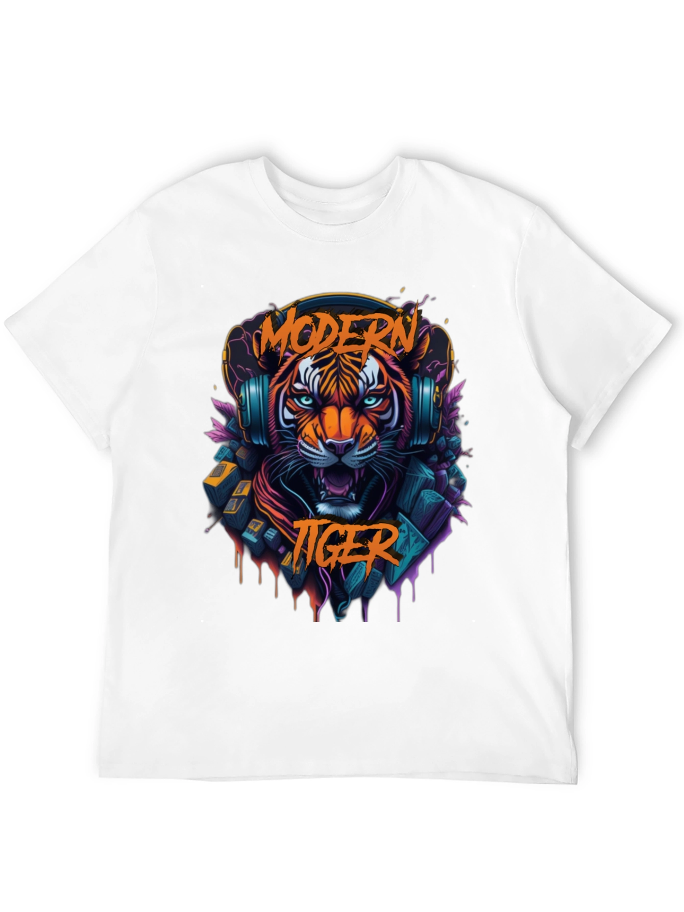 Modern Tiger Graphic Tee - Cool Animal Shirt