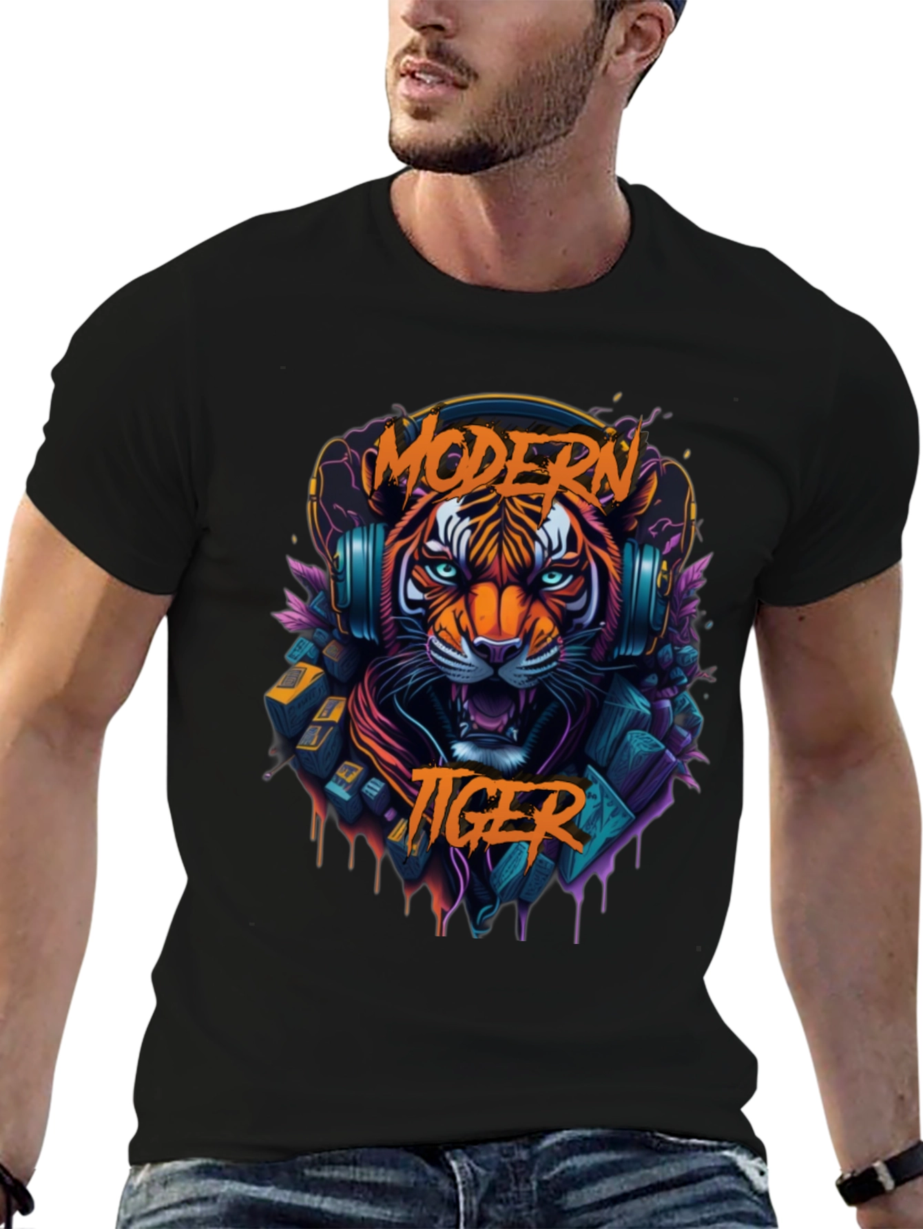 Modern Tiger Graphic Tee - Cool Animal Shirt