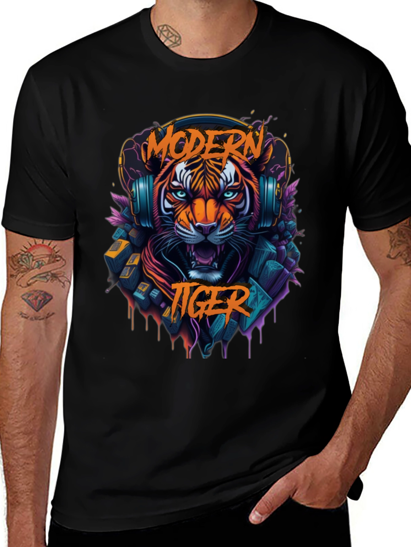 Modern Tiger Graphic Tee - Cool Animal Shirt