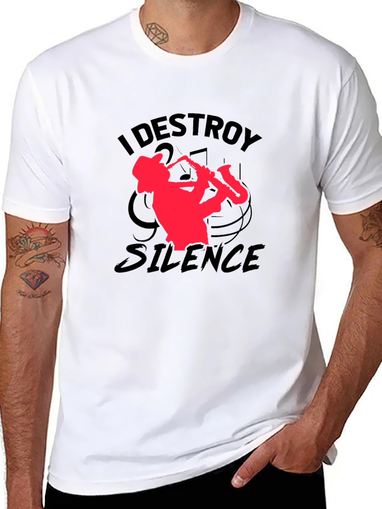 I Destroy Silence Saxophone Graphic T-Shirt