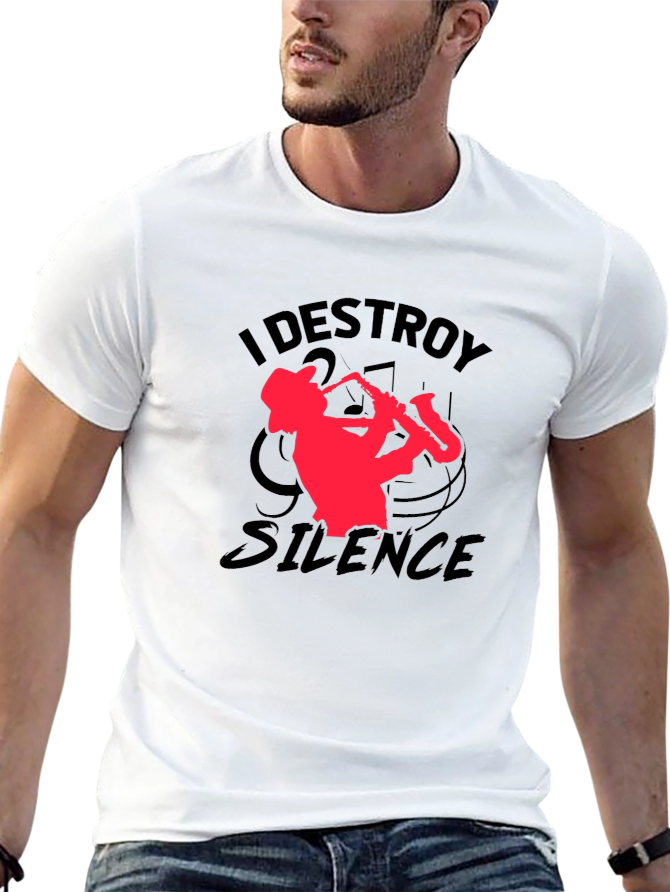 I Destroy Silence Saxophone Graphic T-Shirt