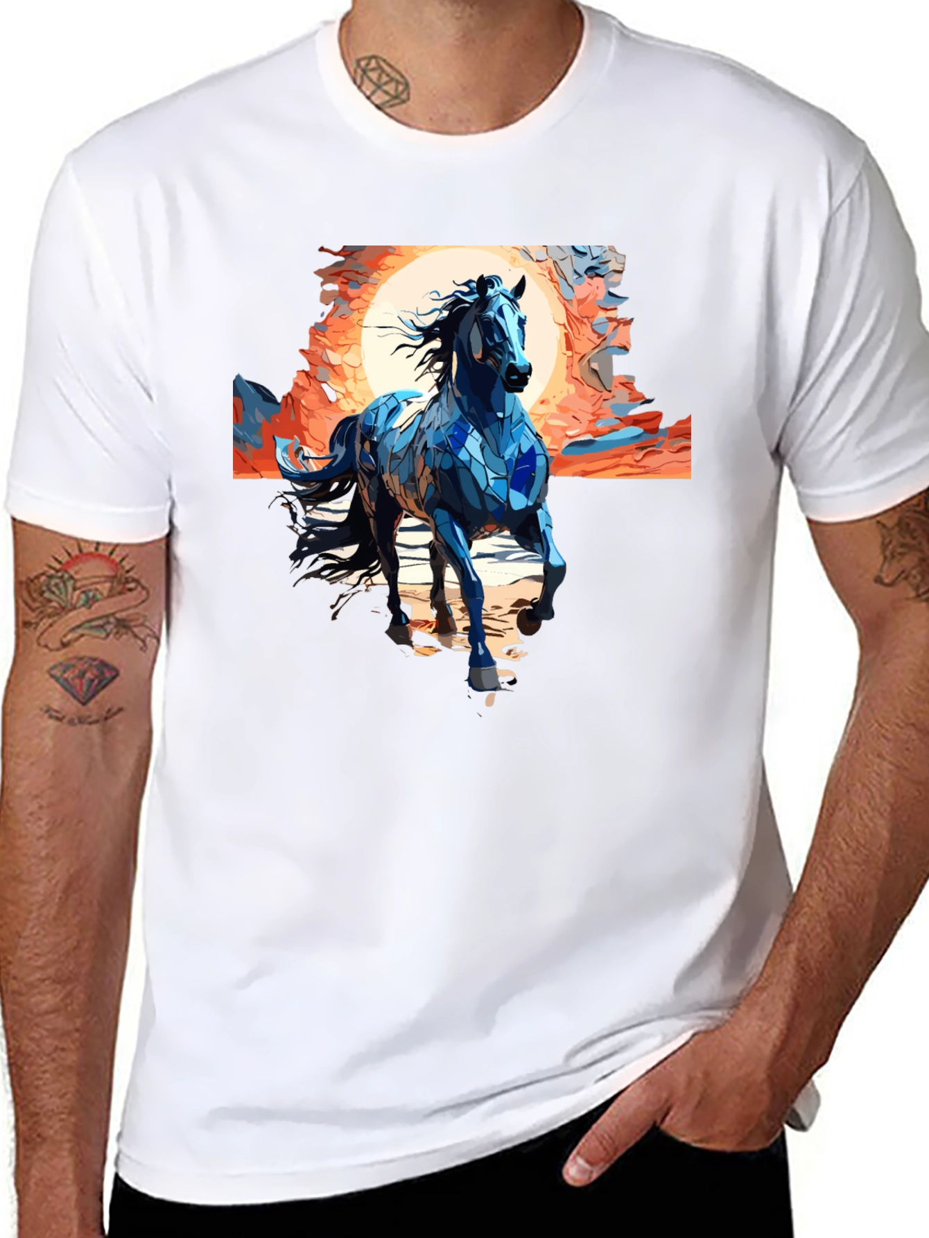 Blue Mosaic Horse T-Shirt
