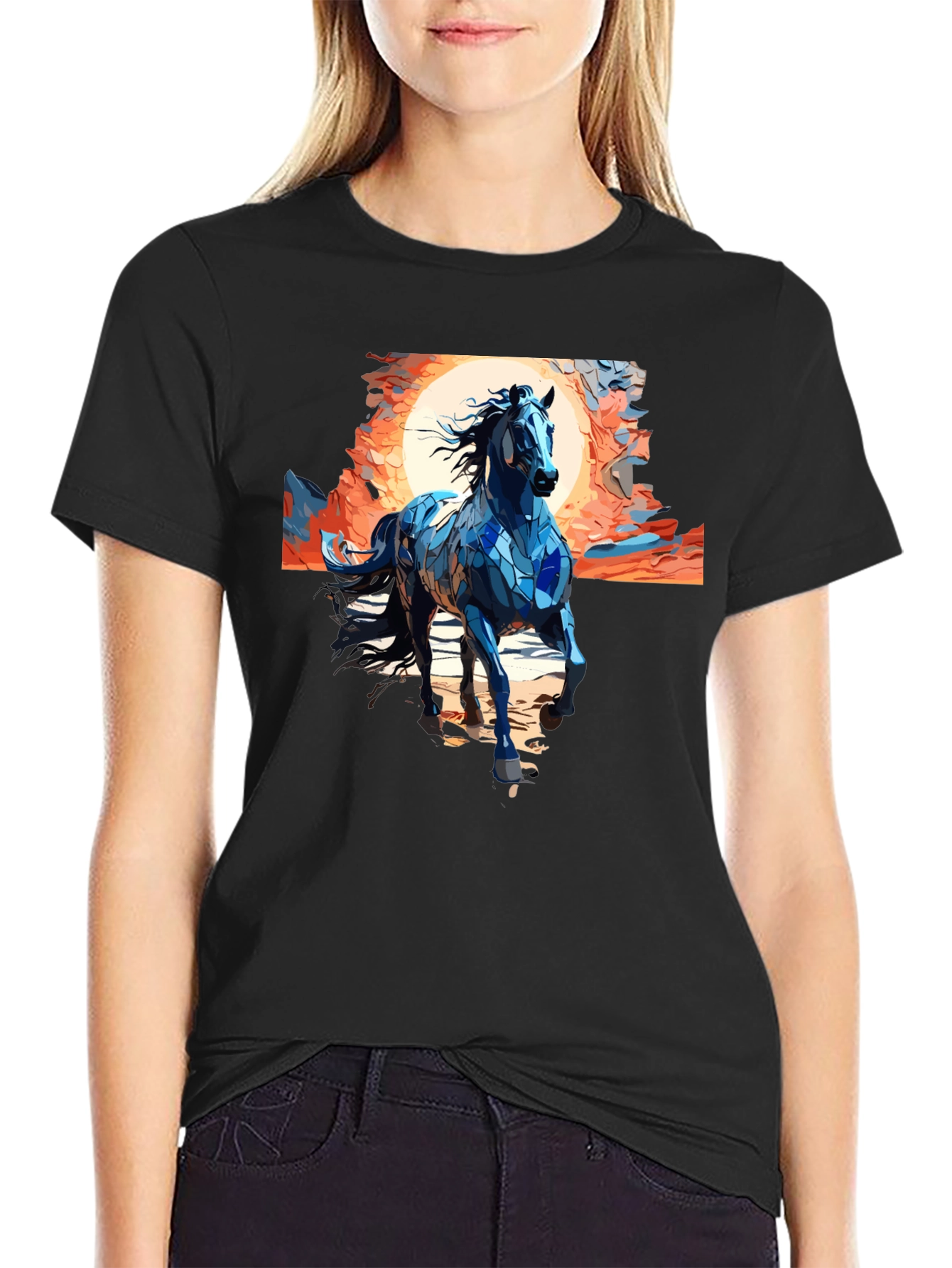 Blue Mosaic Horse T-Shirt